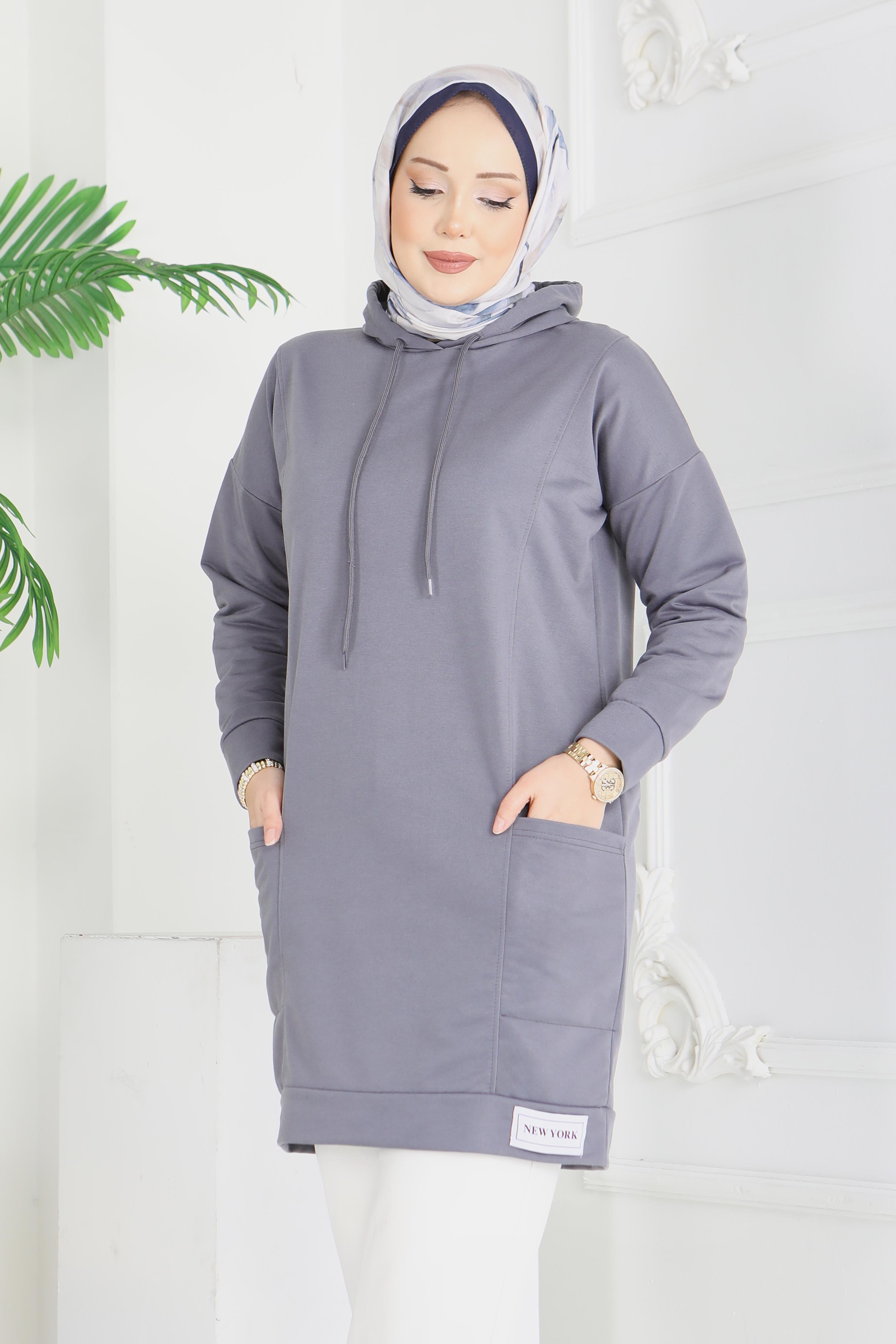 Armalı Geniş Cepli Tunik - 2078-FUME - 4