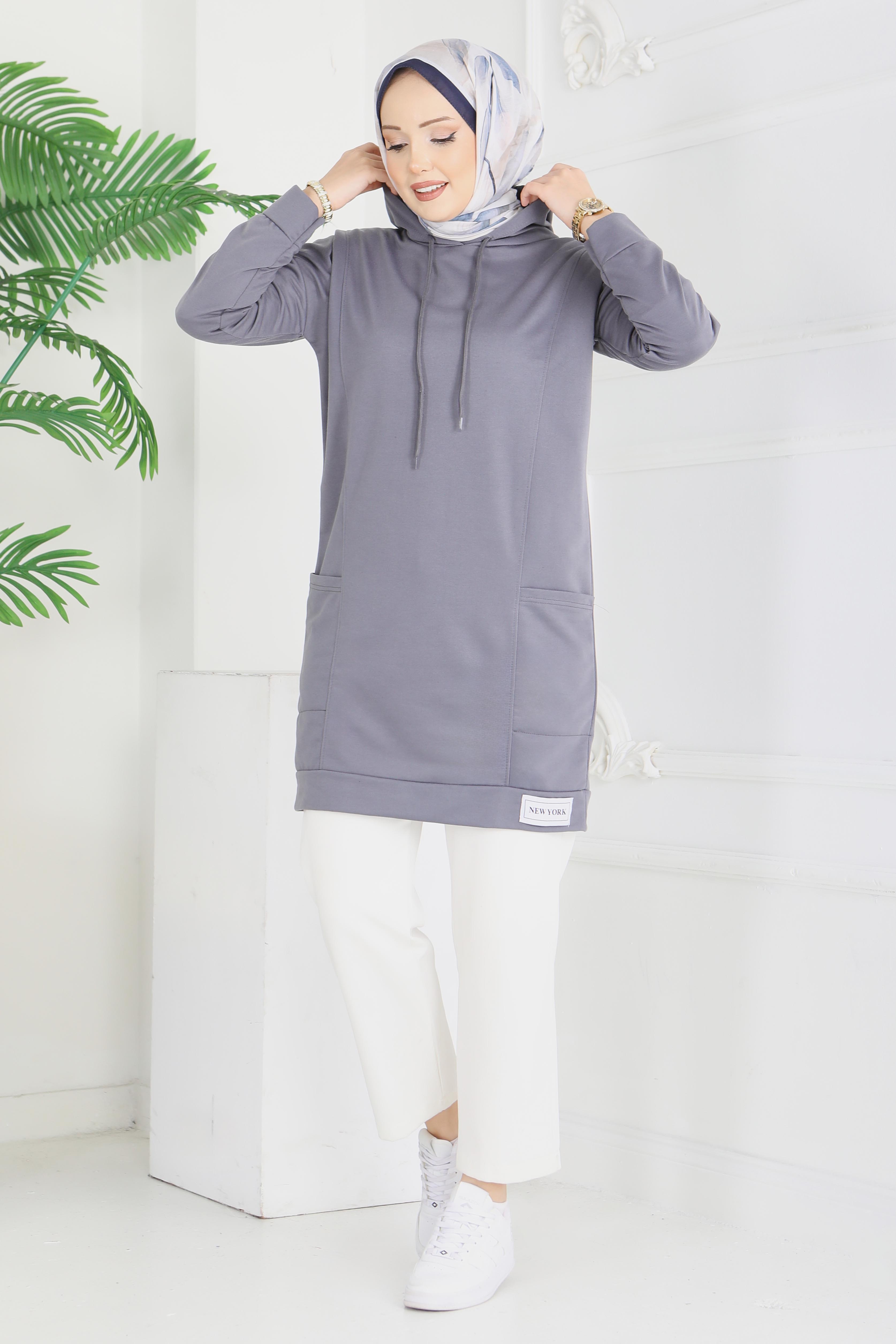 Armalı Geniş Cepli Tunik - 2078-FUME - 5