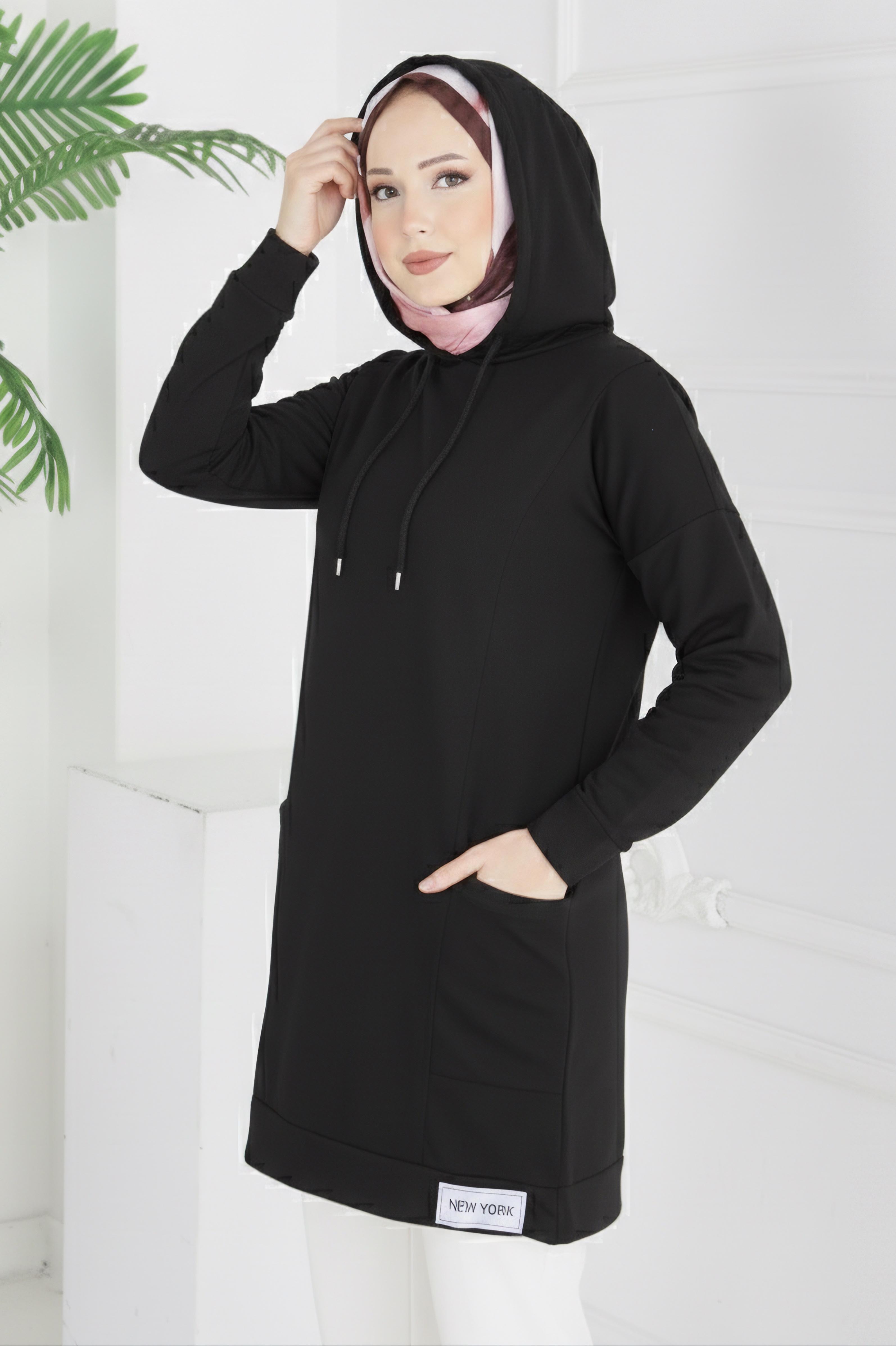 Armalı Geniş Cepli Tunik - 2078-SIYAH - 1