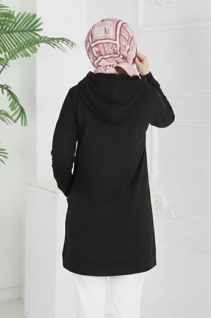 Armalı Geniş Cepli Tunik - 2078-SIYAH - 3