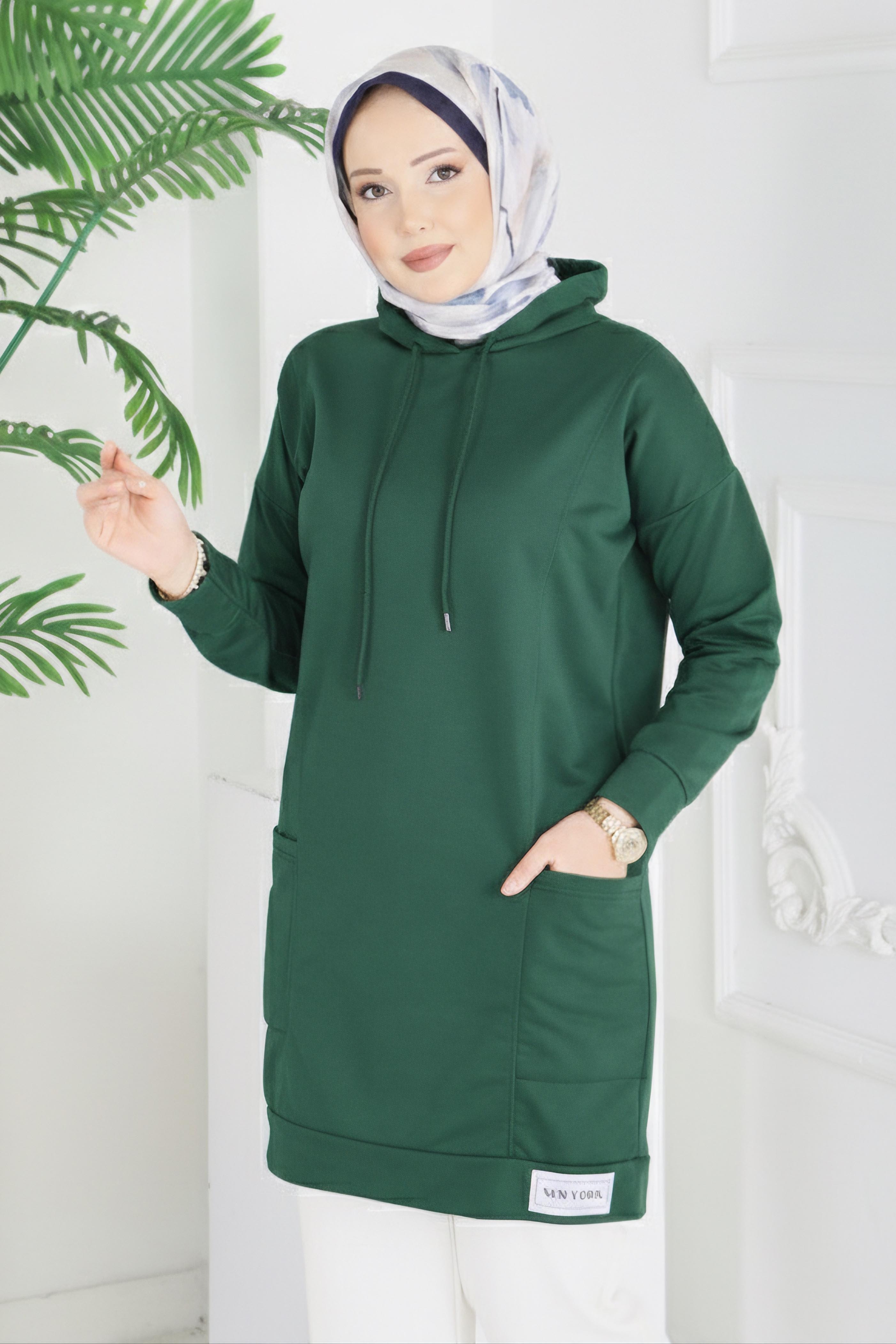 Armalı Geniş Cepli Tunik - 2078-ZUMRUT - 1