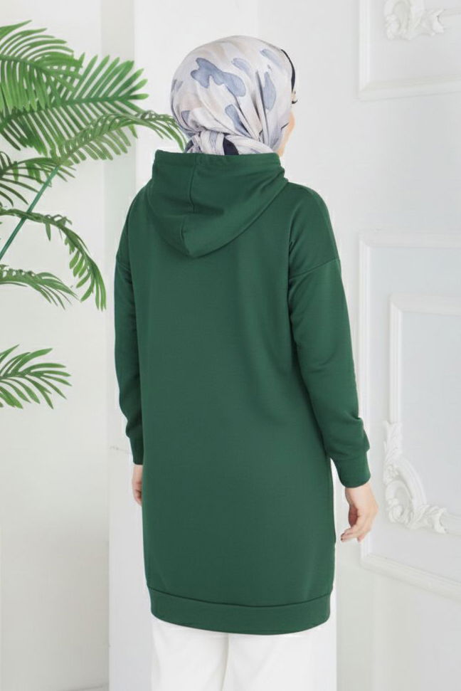 Armalı Geniş Cepli Tunik - 2078-ZUMRUT - 3