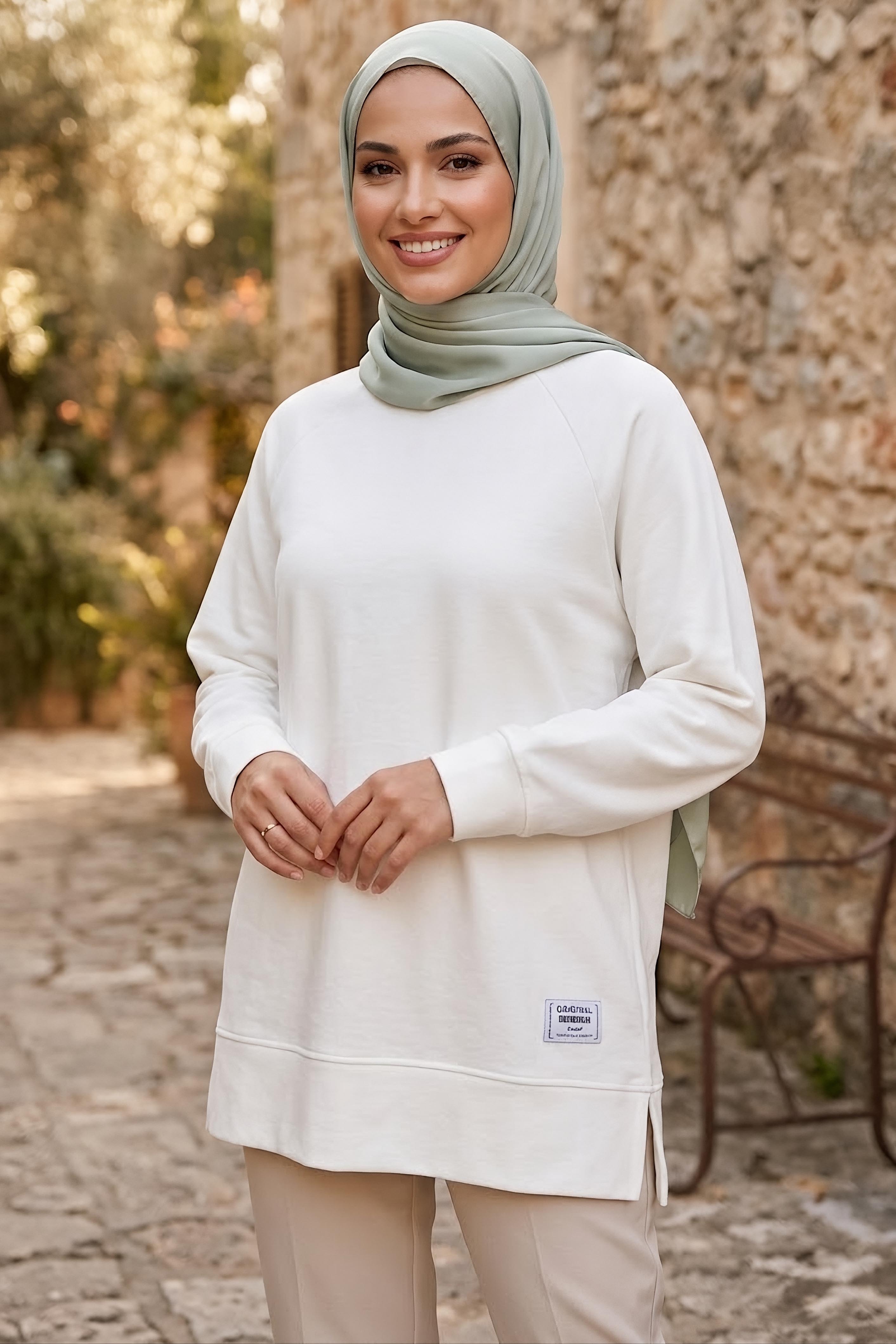 Armalı Modal Tunik Beyaz - 28861-BEYAZ - 1