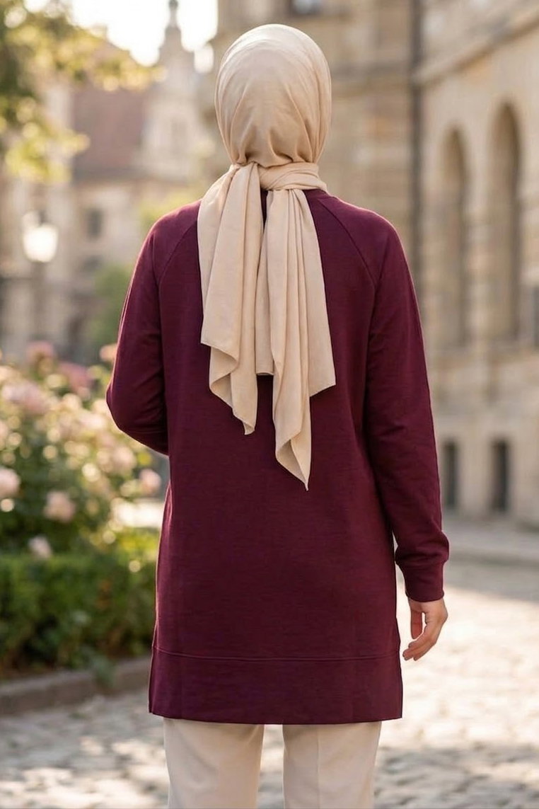 Armalı Modal Tunik Bordo - 28861-BORDO - 3