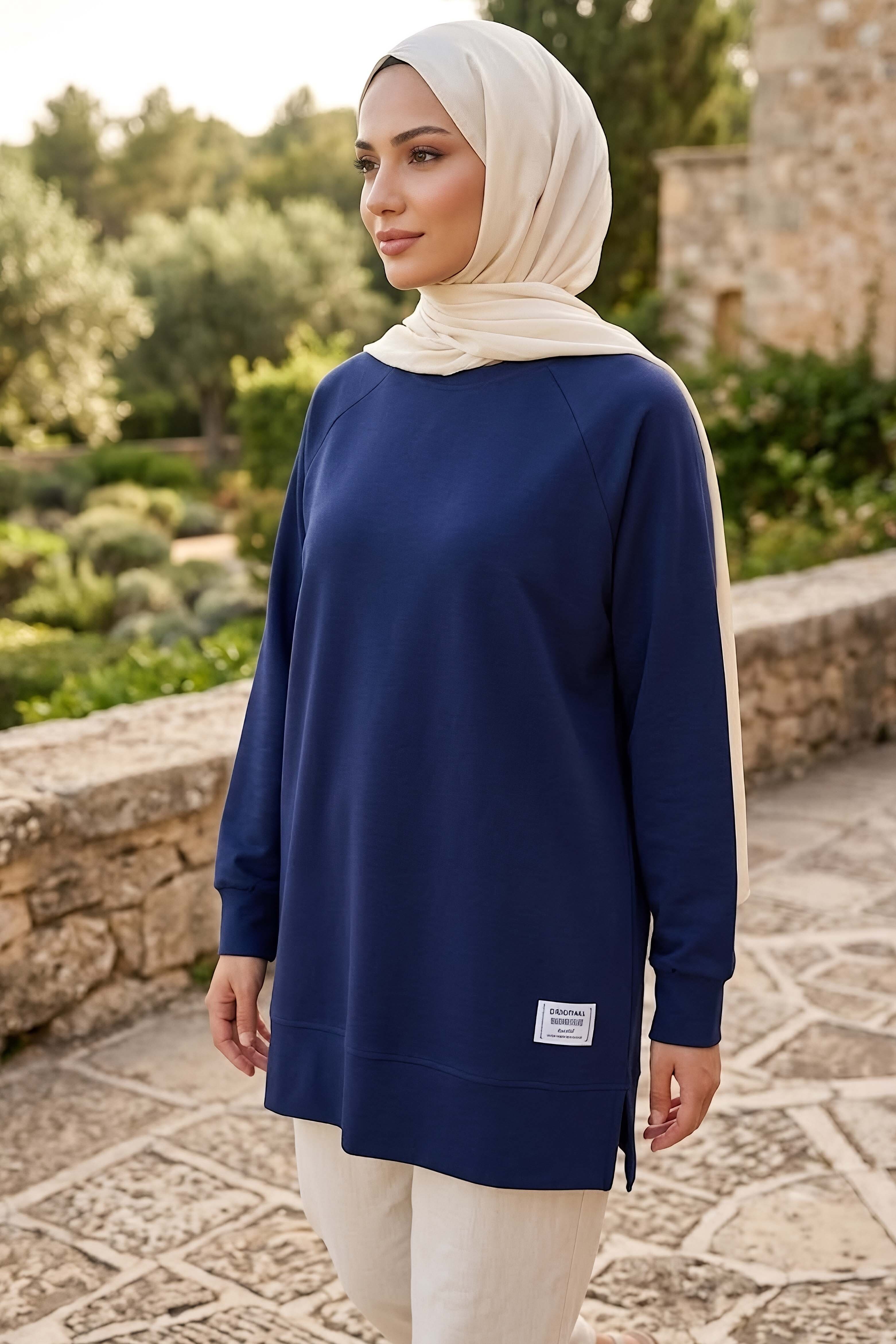 Armalı Modal Tunik Lacivert - 28861-LACIVERT - 1