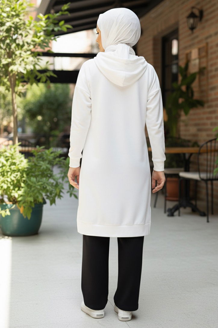 Armalı Vortex Yırtmaçlı Tunik - 27984-BEYAZ - 3