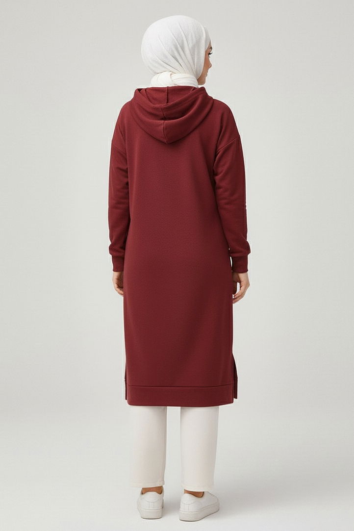 Armalı Vortex Yırtmaçlı Tunik - 27984-BORDO - 2