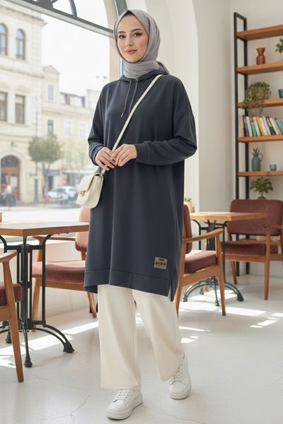 Armalı Vortex Yırtmaçlı Tunik - 27984-FUME 