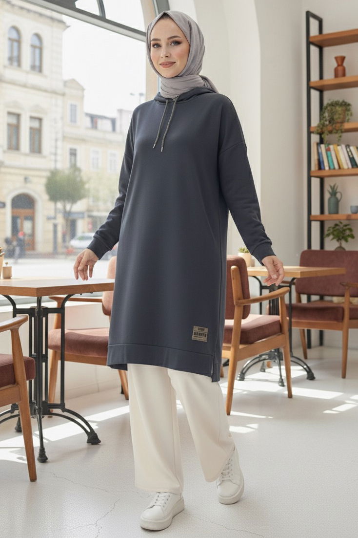 Armalı Vortex Yırtmaçlı Tunik - 27984-FUME - 2