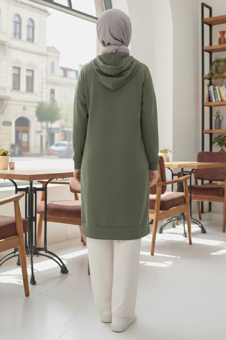 Armalı Vortex Yırtmaçlı Tunik - 27984-HAKI - TOFİSA