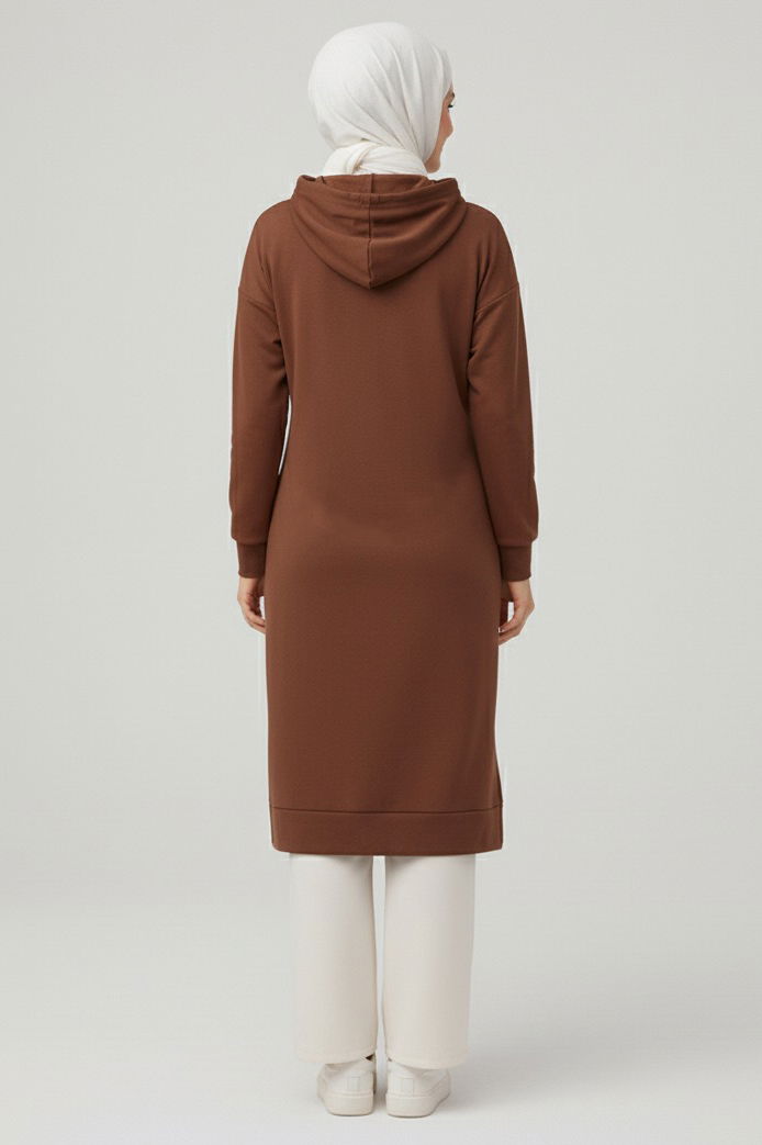 Armalı Vortex Yırtmaçlı Tunik - 27984-KAHVE - 3