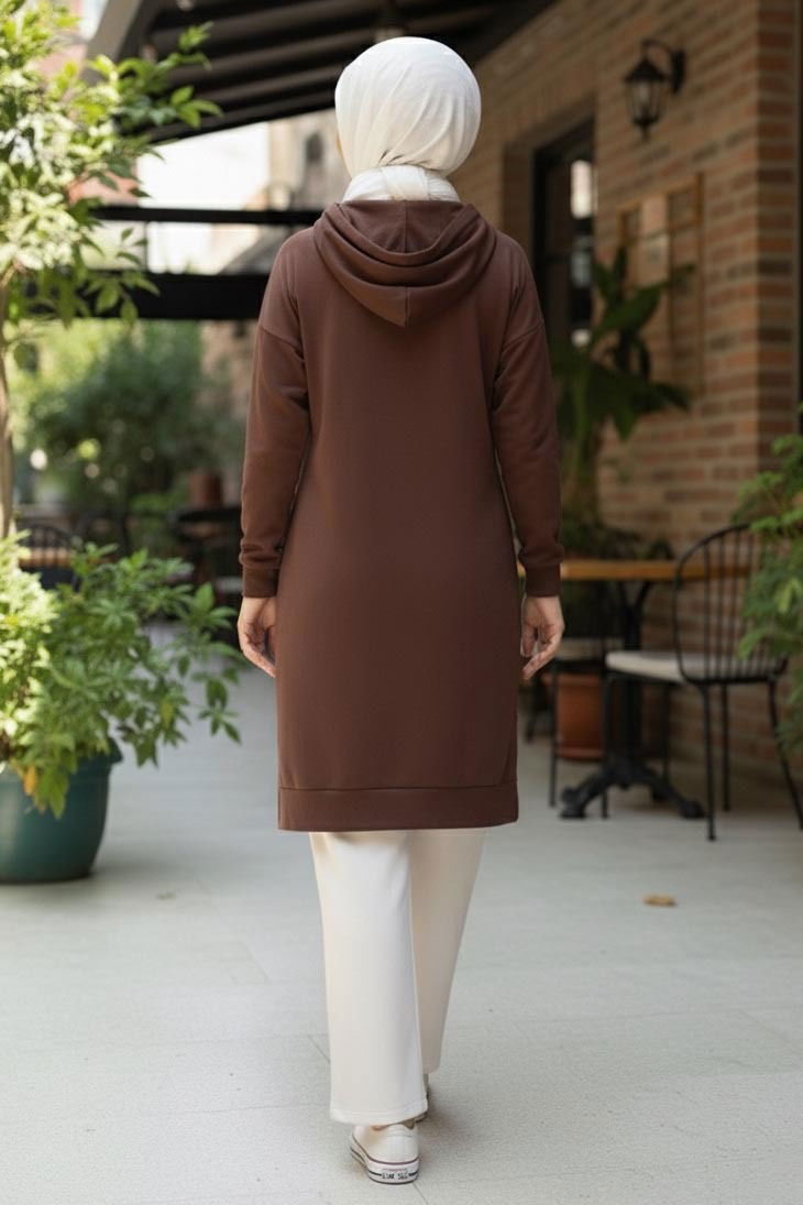 Armalı Vortex Yırtmaçlı Tunik - 27984-KAHVE - 3