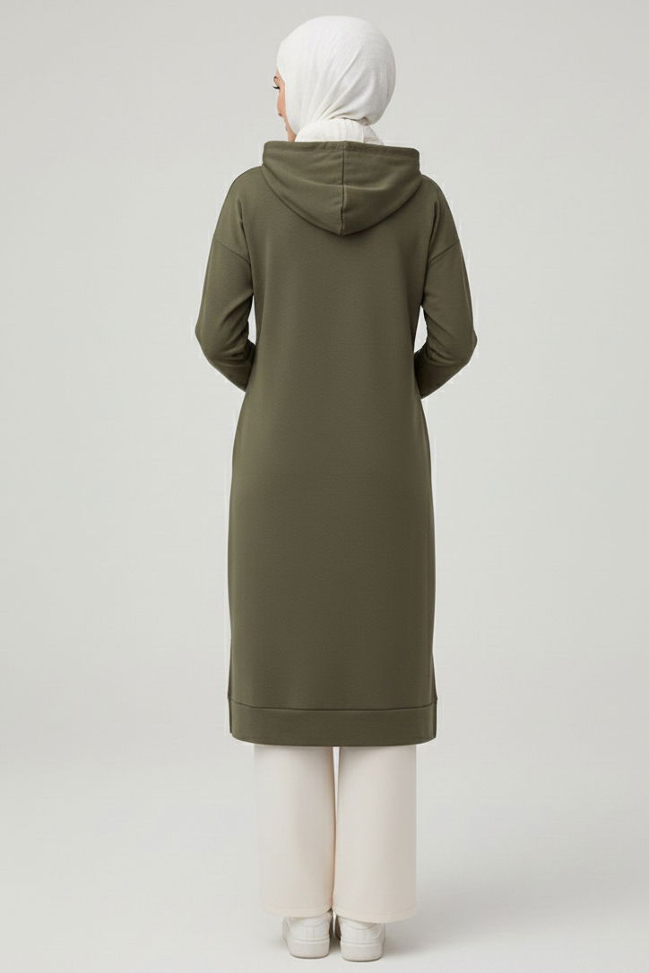 Armalı Vortex Yırtmaçlı Tunik - 27984-KOYU-HAKI - TOFİSA