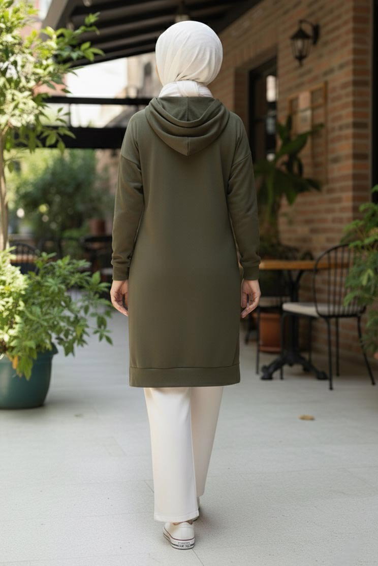 Armalı Vortex Yırtmaçlı Tunik - 27984-KOYU-HAKI - 3