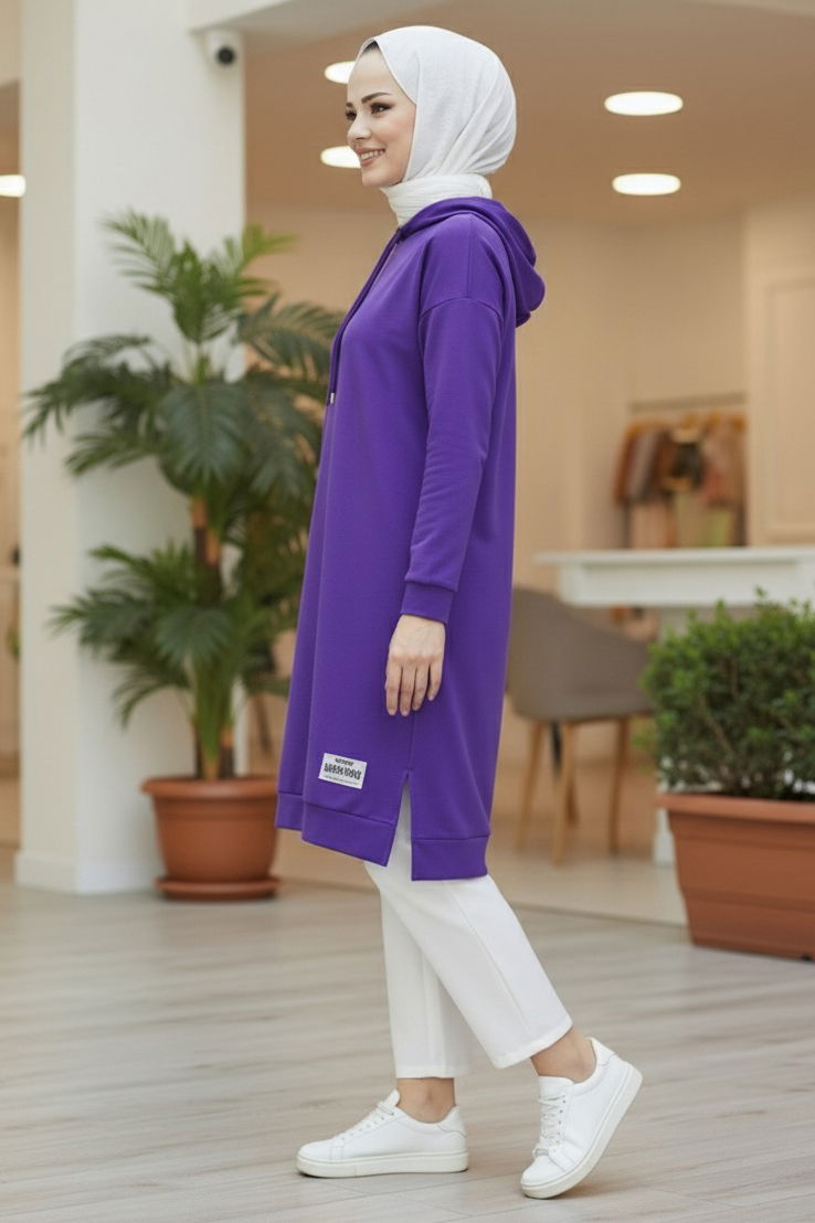 Armalı Vortex Yırtmaçlı Tunik - 27984-MOR - TOFİSA