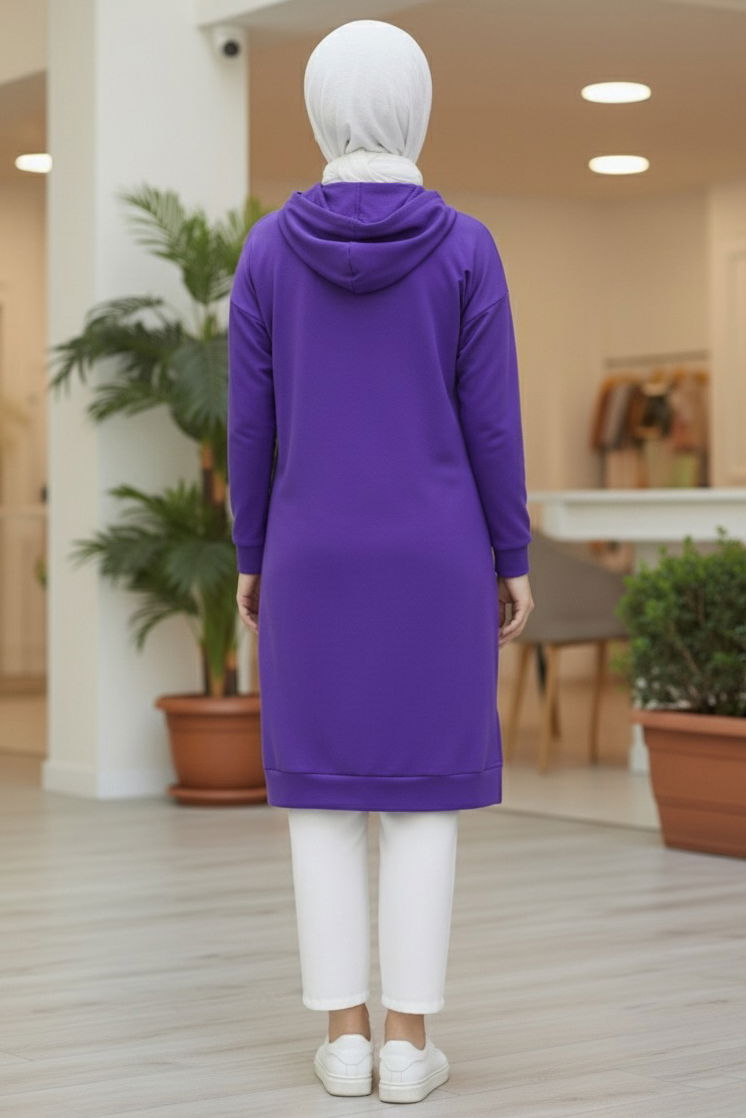 Armalı Vortex Yırtmaçlı Tunik - 27984-MOR - TOFİSA