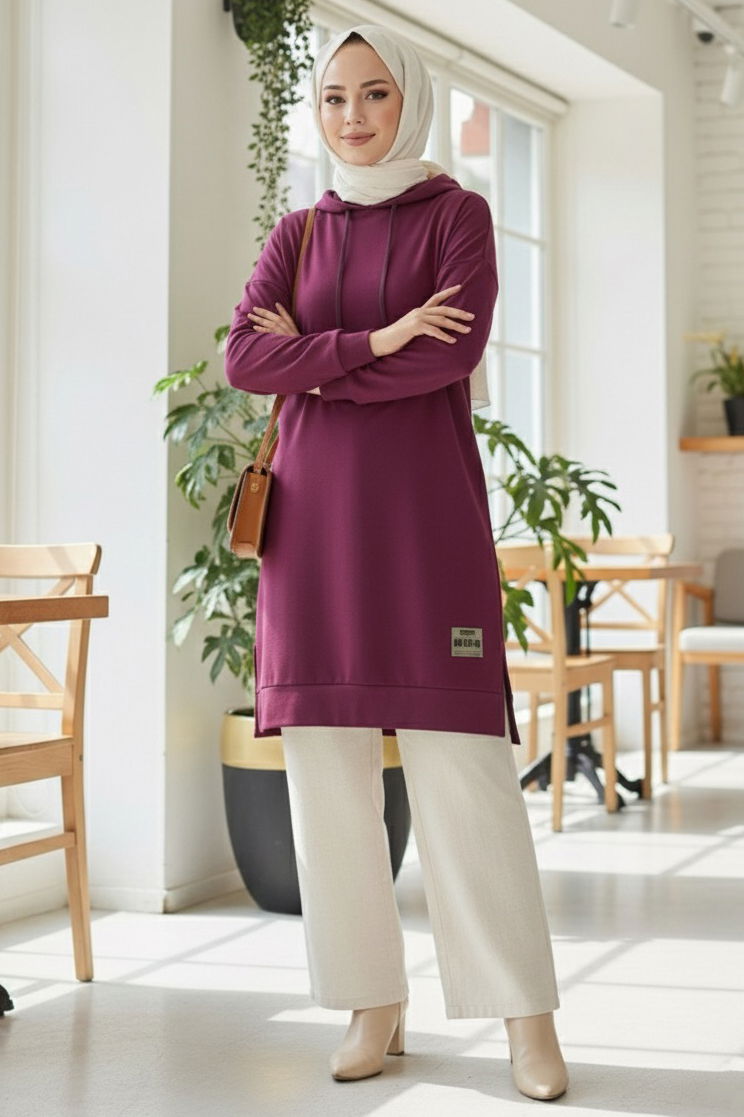 Armalı Vortex Yırtmaçlı Tunik - 27984-MURDUM - 1