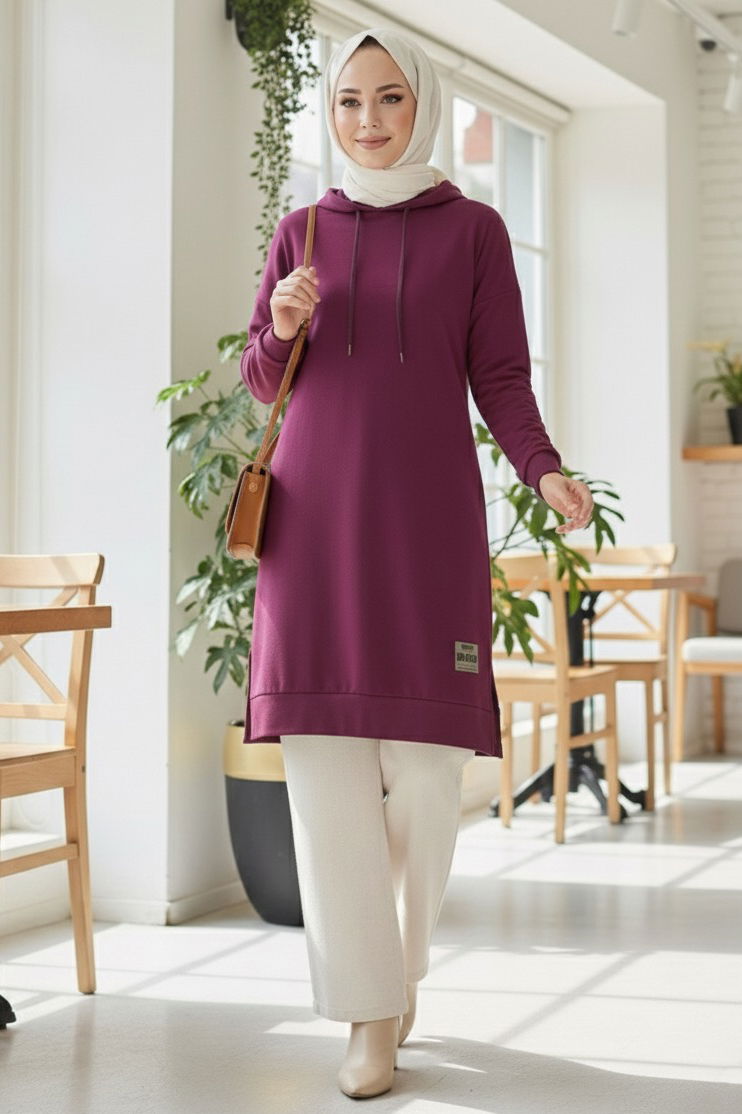 Armalı Vortex Yırtmaçlı Tunik - 27984-MURDUM - 2