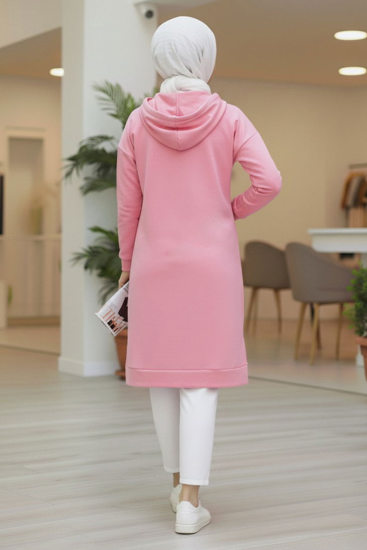 Armalı Vortex Yırtmaçlı Tunik - 27984-PEMBE - 3