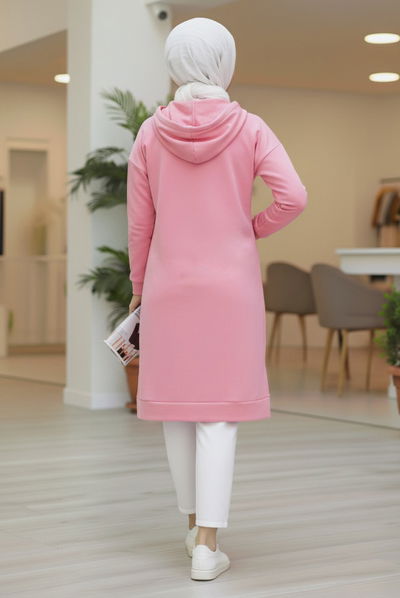 Armalı Vortex Yırtmaçlı Tunik - 27984-PEMBE 