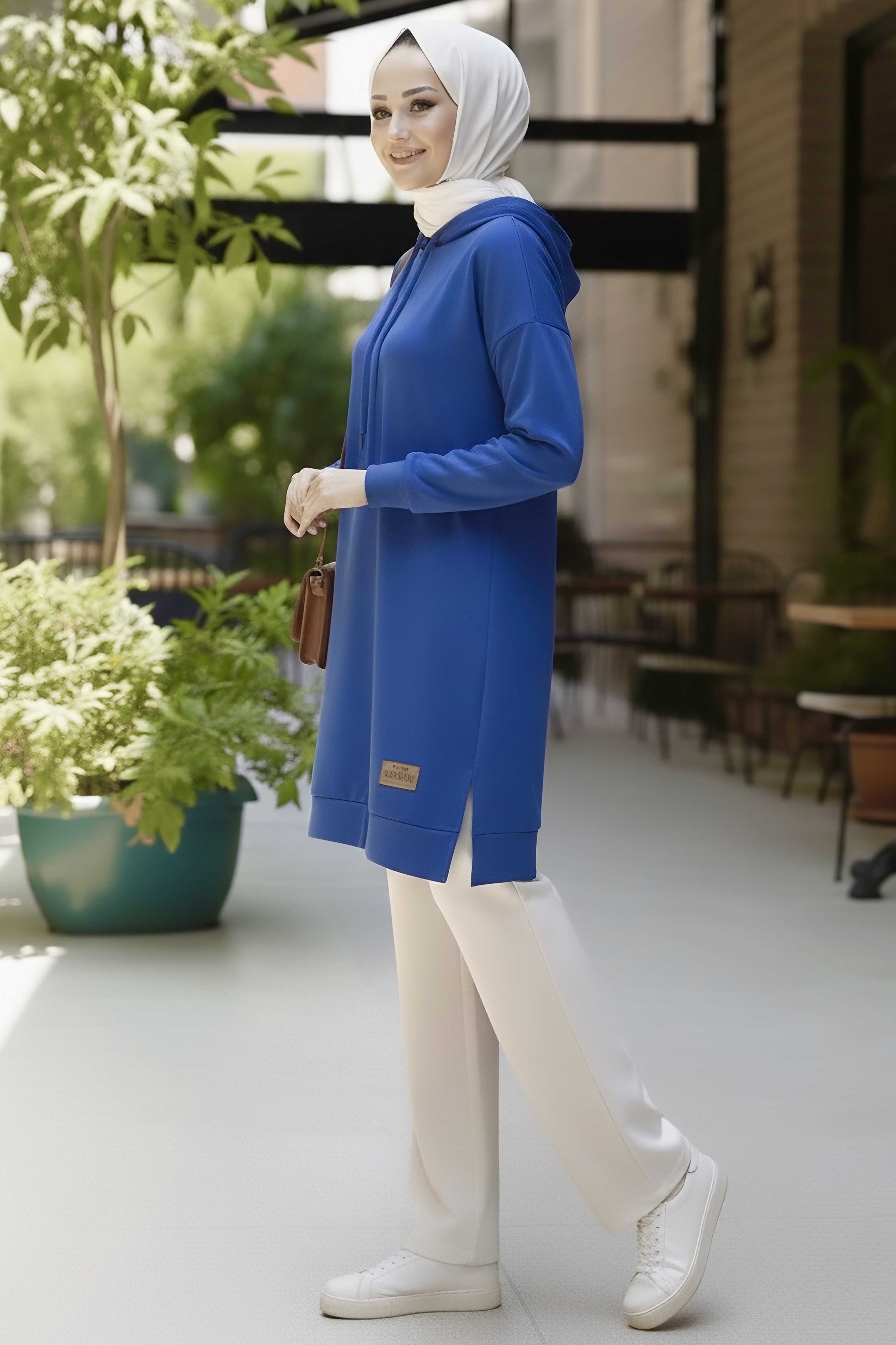 Armalı Vortex Yırtmaçlı Tunik - 27984-SAKS - 1