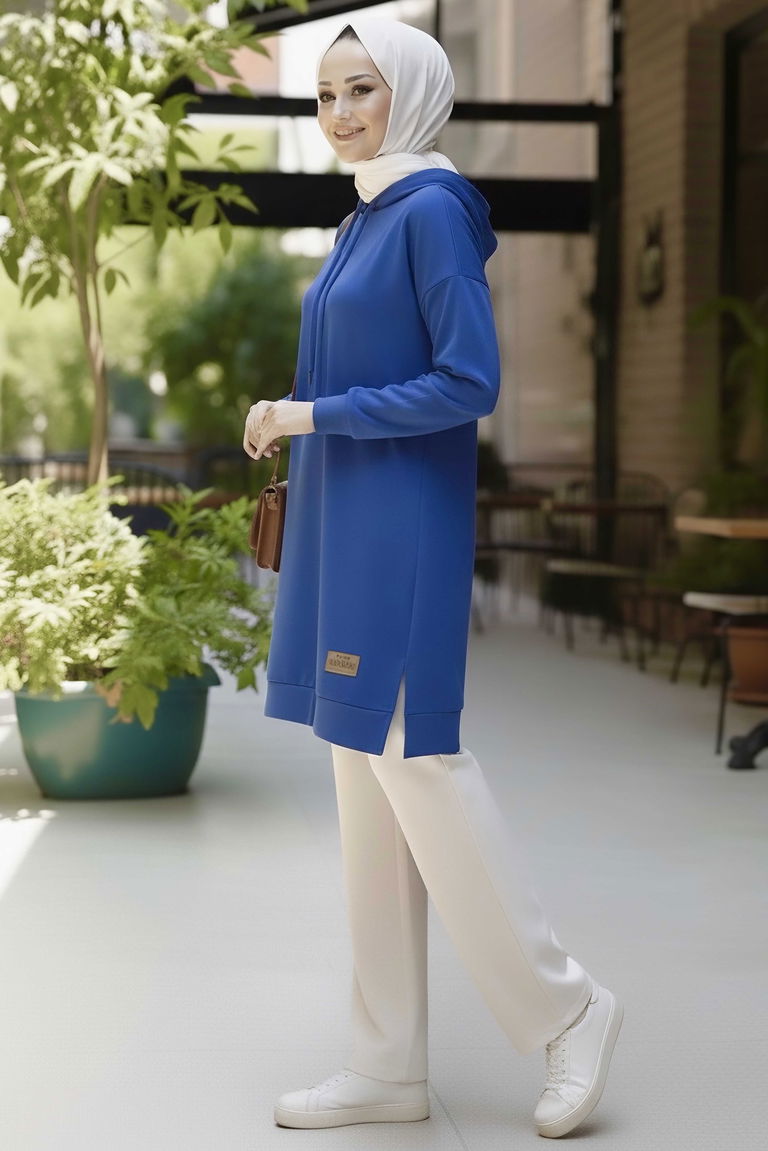 Armalı Vortex Yırtmaçlı Tunik - 27984-SAKS - TOFİSA