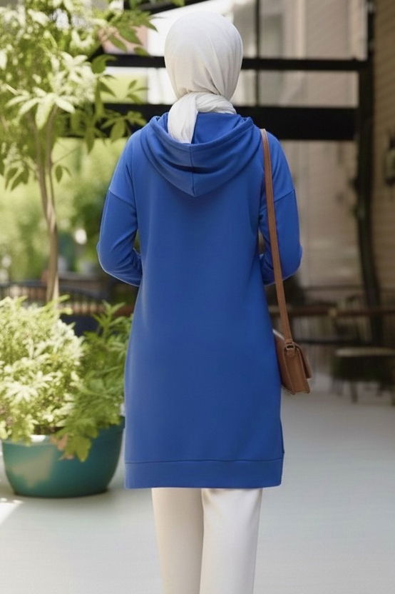 Armalı Vortex Yırtmaçlı Tunik - 27984-SAKS - TOFİSA