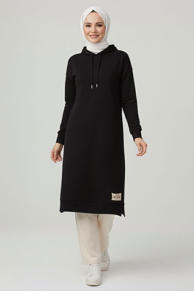 Armalı Vortex Yırtmaçlı Tunik - 27984-SIYAH 