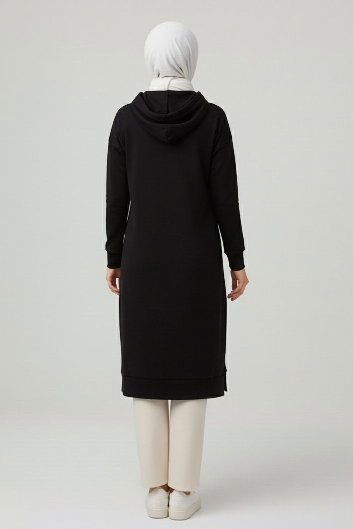 Armalı Vortex Yırtmaçlı Tunik - 27984-SIYAH - 2