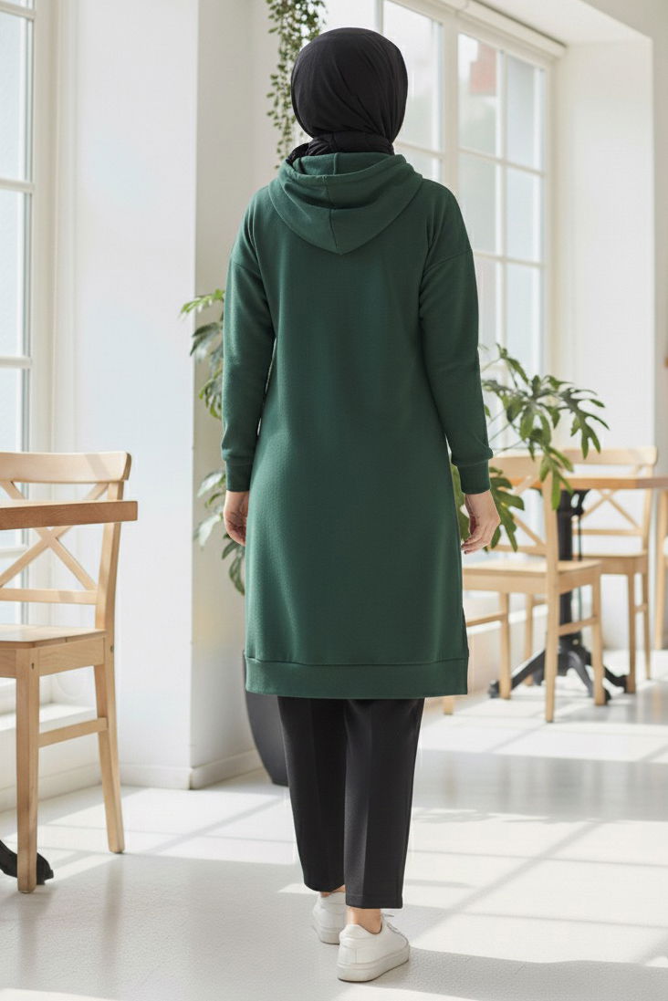 Armalı Vortex Yırtmaçlı Tunik - 27984-ZUMRUT - TOFİSA