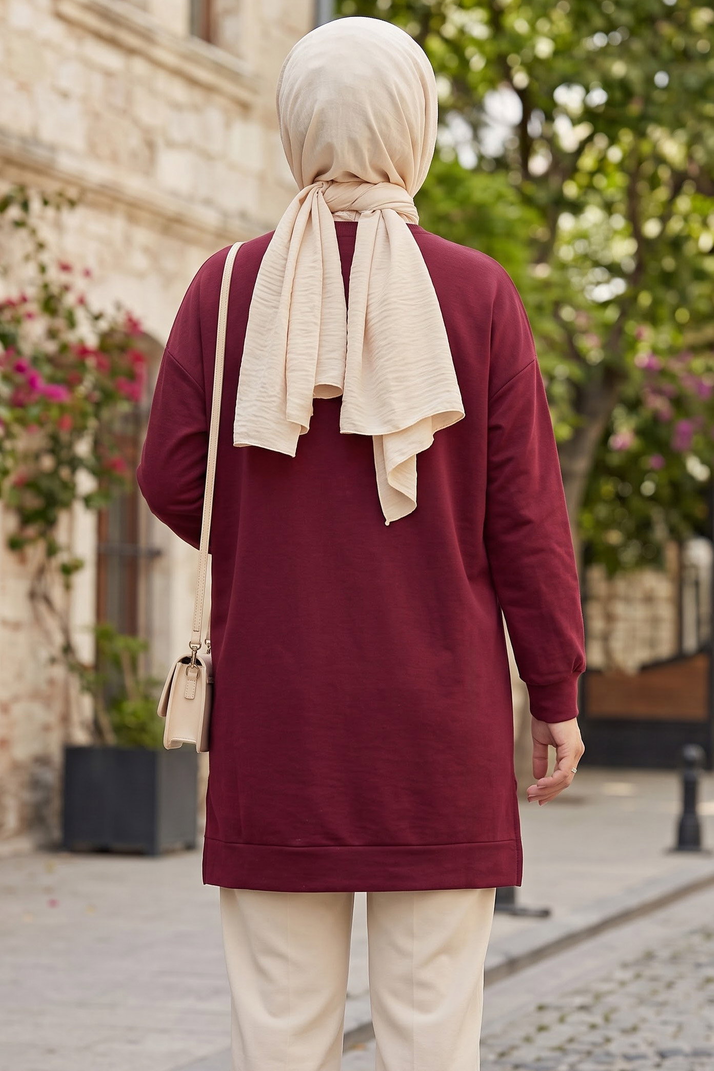 Armalı Yırtmaç Detaylı Vortex Tunik - 27952-BORDO - 3