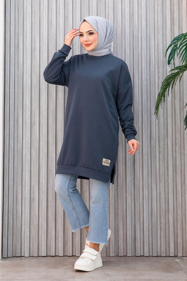 Armalı Yırtmaç Detaylı Vortex Tunik - 27952-FUME - TOFİSA