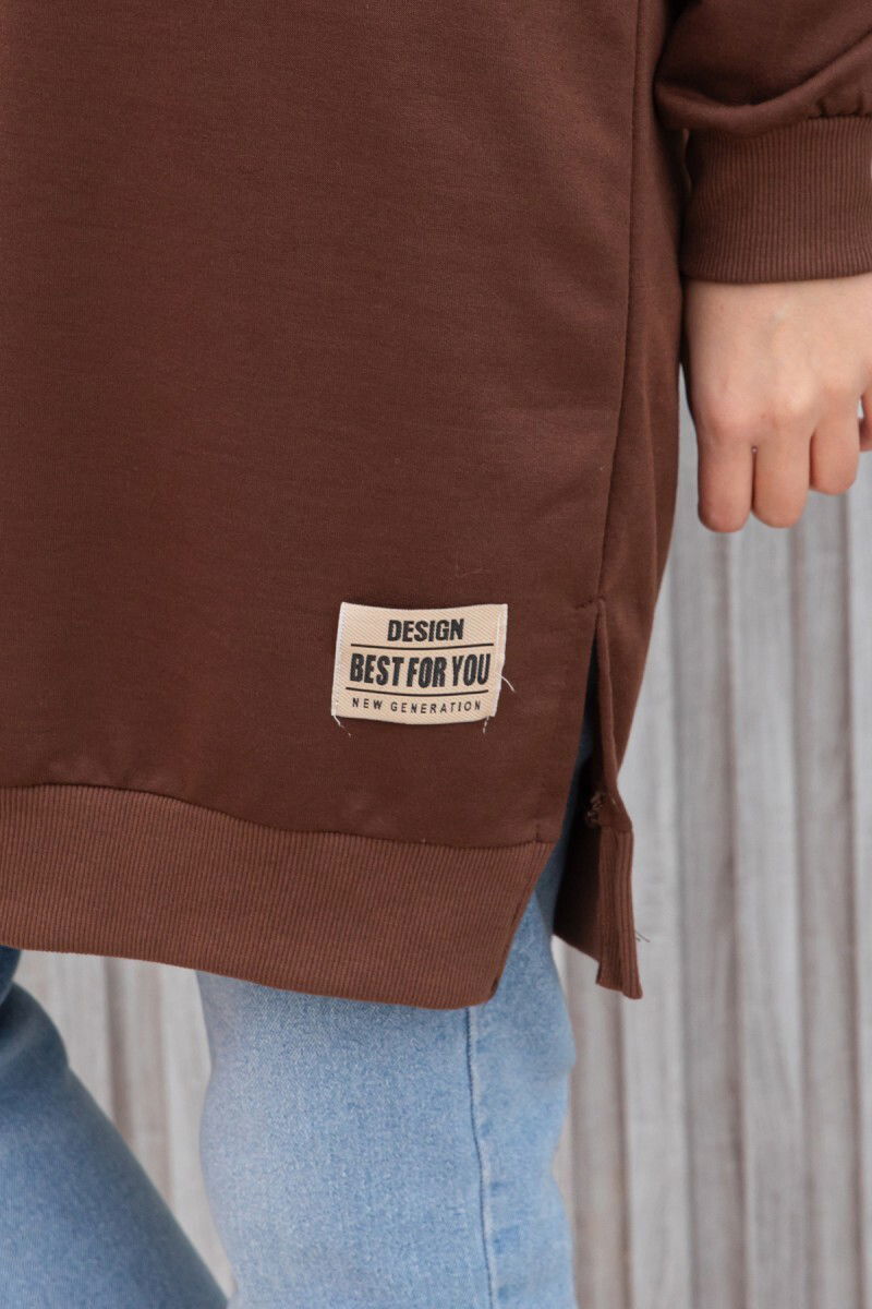 Armalı Yırtmaç Detaylı Vortex Tunik - 27952-KAHVE - 7