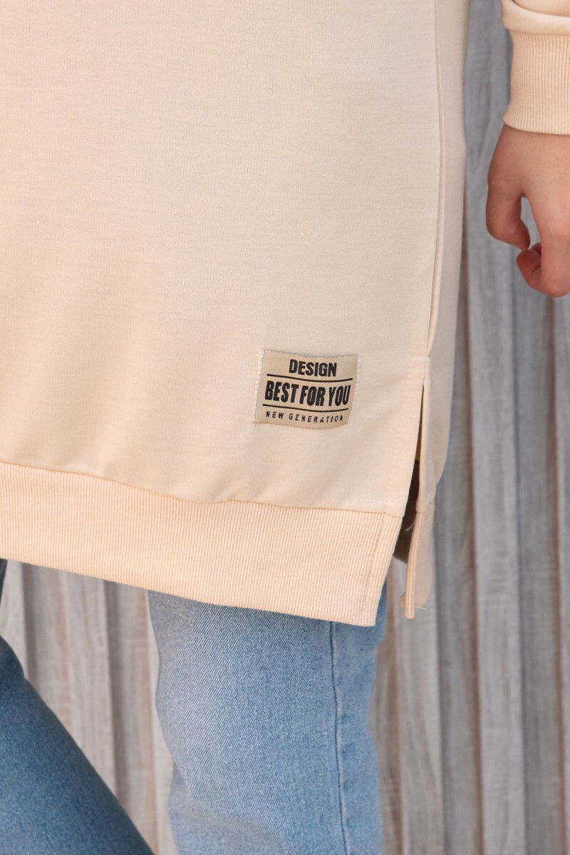 Armalı Yırtmaç Detaylı Vortex Tunik - 27952-KREM - 2