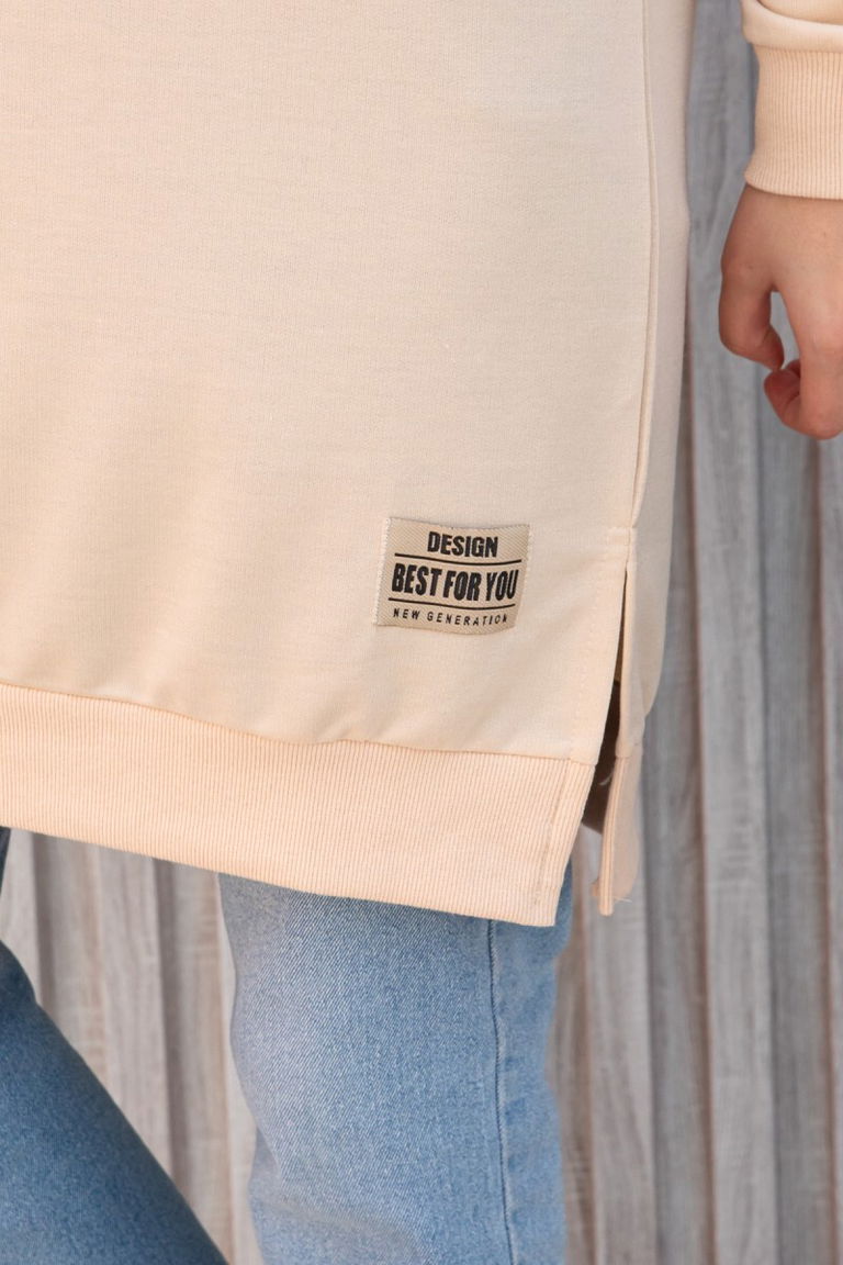 Armalı Yırtmaç Detaylı Vortex Tunik - 27952-KREM - TOFİSA