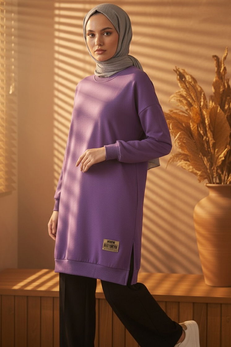 Armalı Yırtmaç Detaylı Vortex Tunik - 27952-MOR - 1