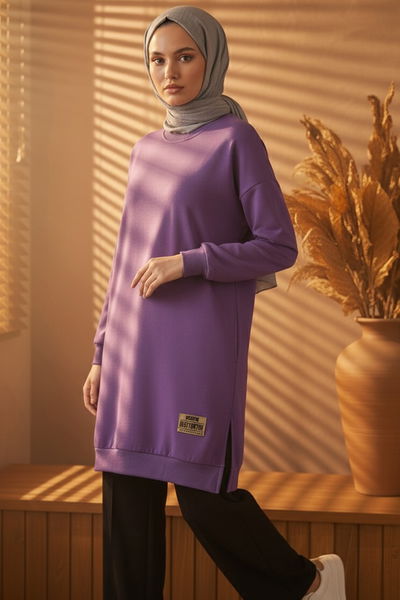 Armalı Yırtmaç Detaylı Vortex Tunik - 27952-MOR 