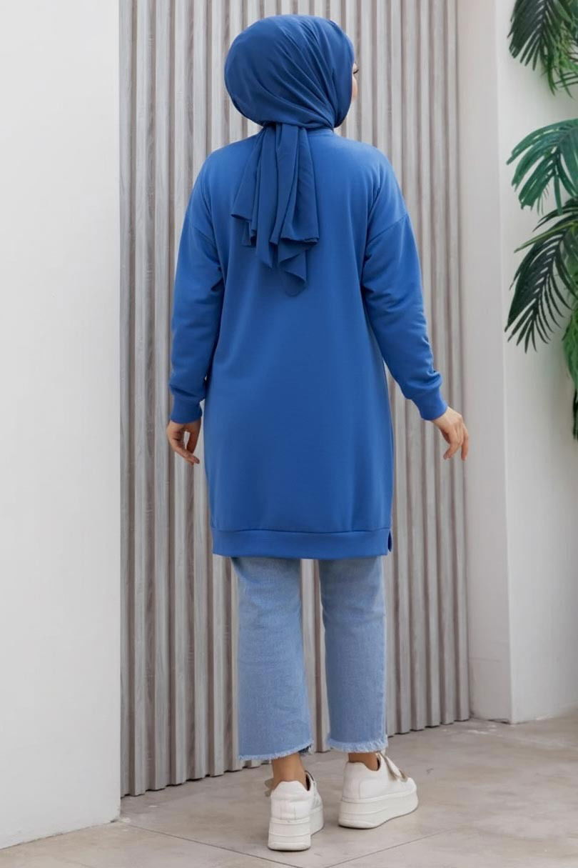 Armalı Yırtmaç Detaylı Vortex Tunik - 27952-SAKS - 3