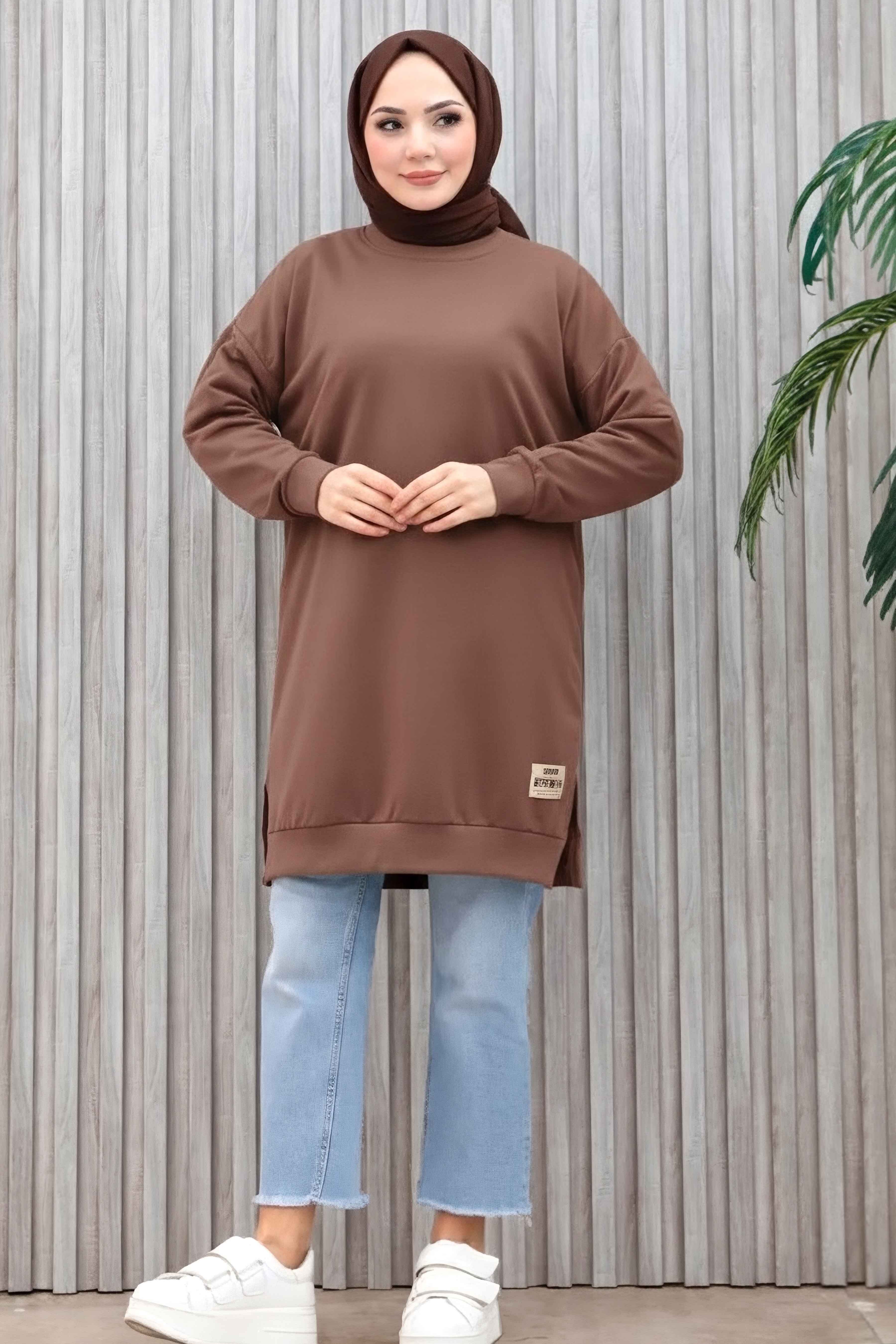 Armalı Yırtmaç Detaylı Vortex Tunik - 27952-VIZON - 2