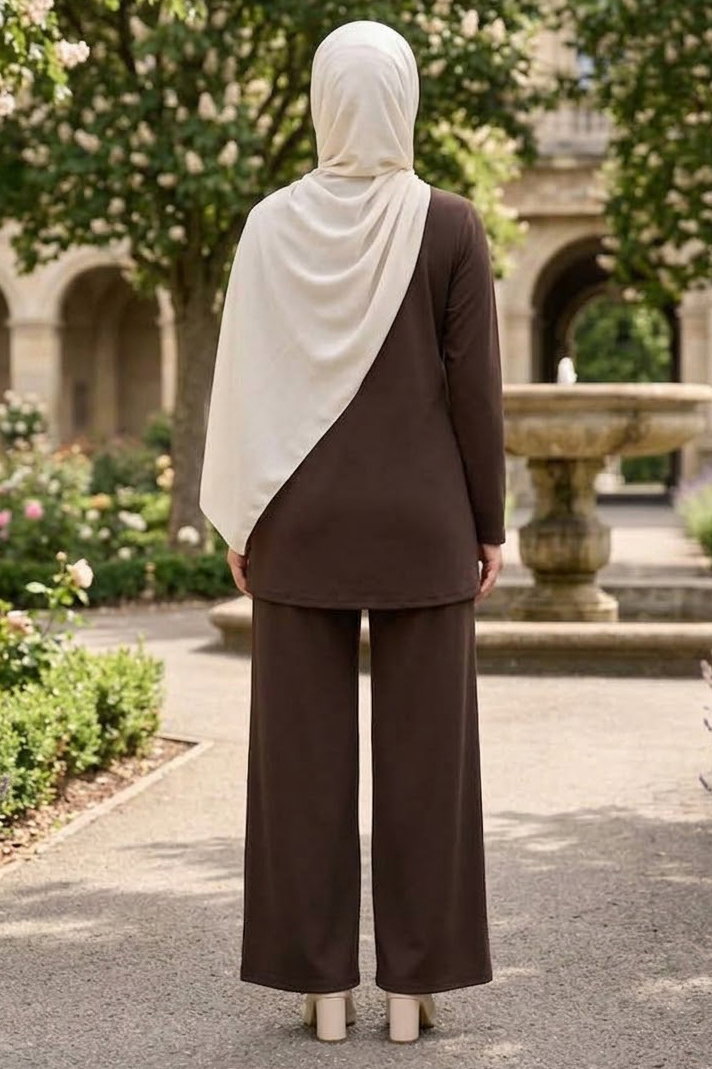 Asimetrik Oysh Modal Takım Kahve - 28967-KAHVE - 3