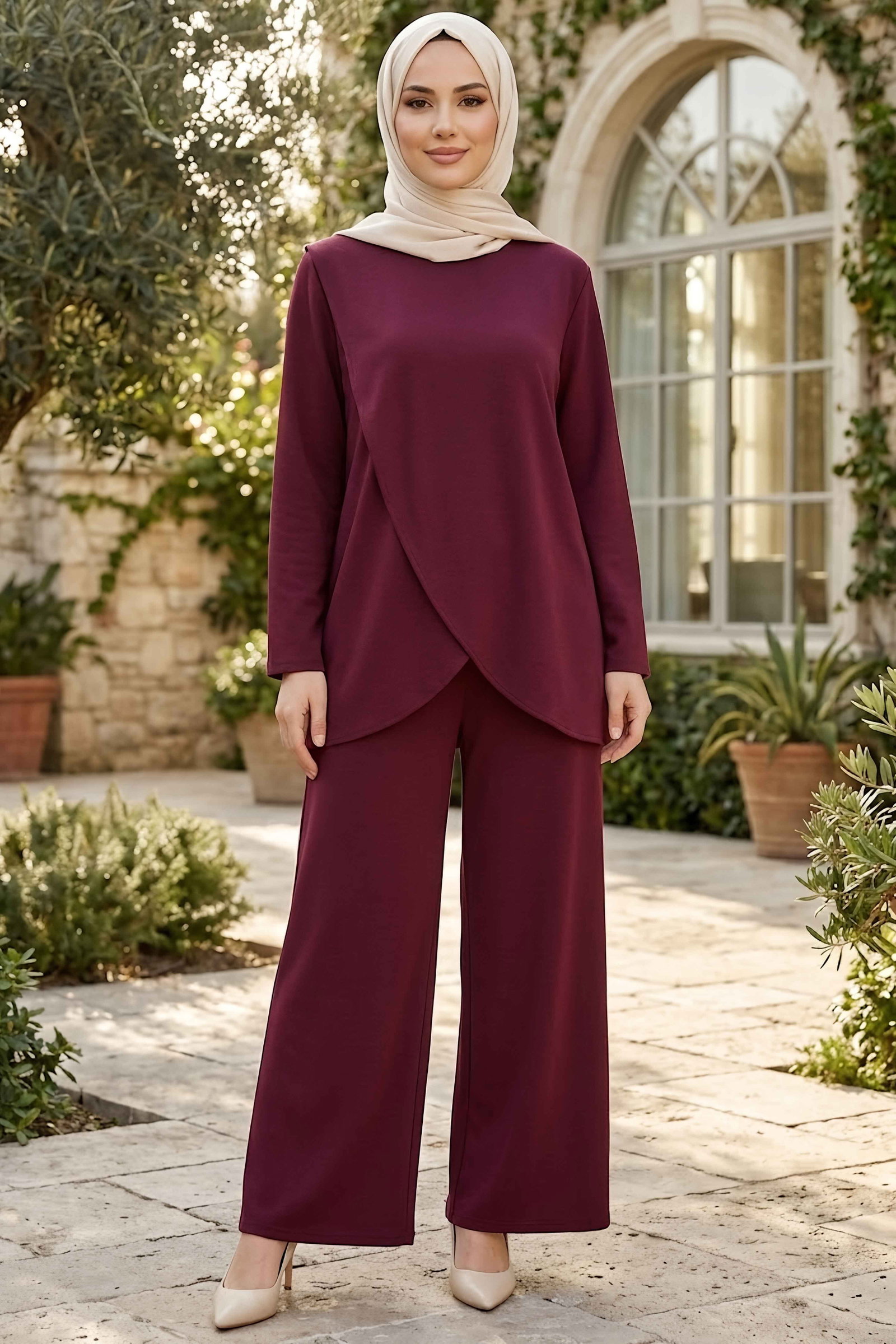 Asimetrik Oysh Modal Takım Mürdüm - 28967-MURDUM - 1