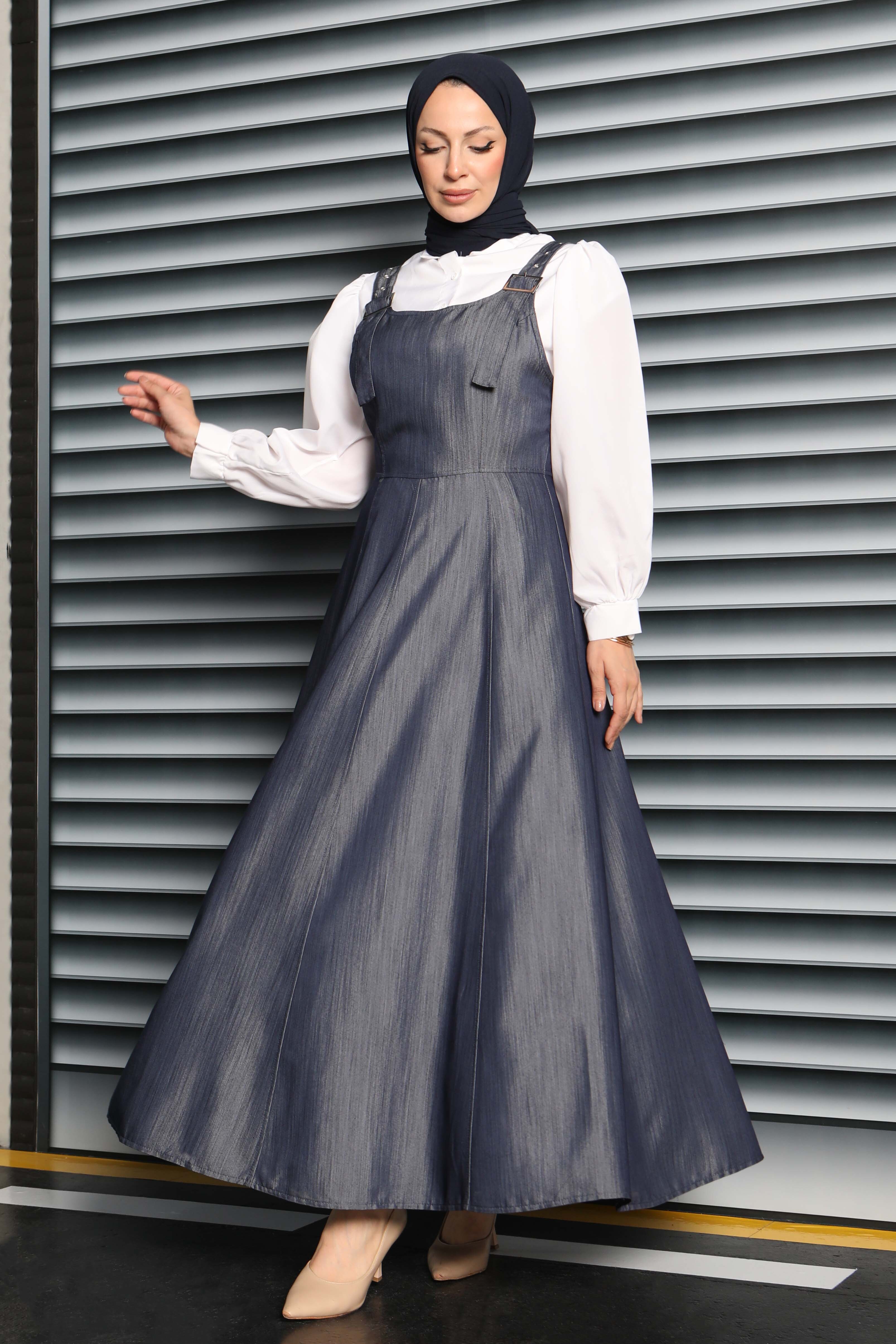 Askılı Gabardin Salopet - 27832-ACIK-LACIVERT - 1
