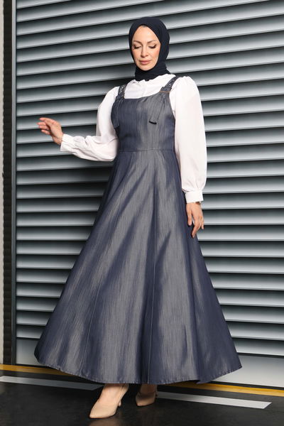 Askılı Gabardin Salopet - 27832-ACIK-LACIVERT 