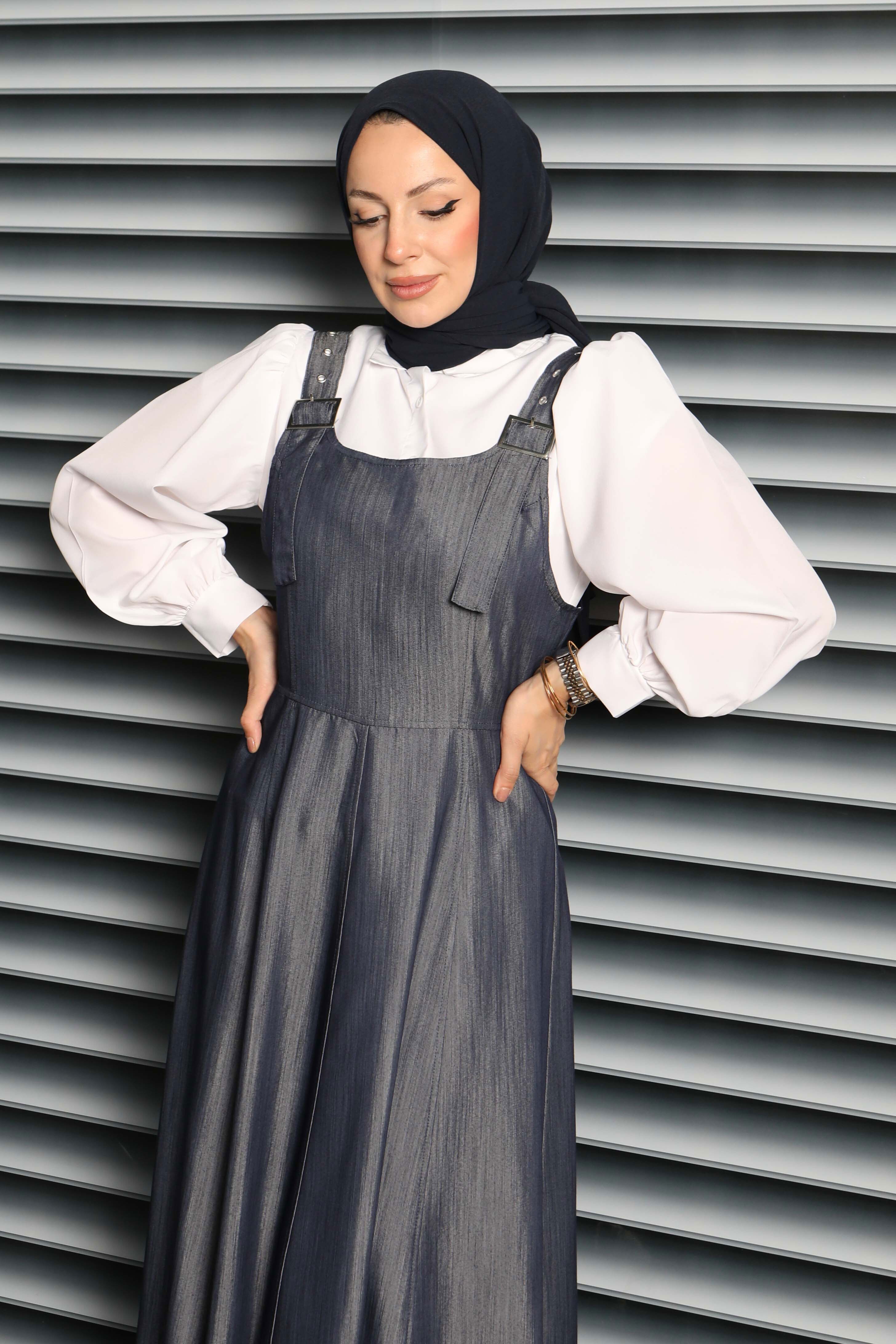 Askılı Gabardin Salopet - 27832-ACIK-LACIVERT - 3