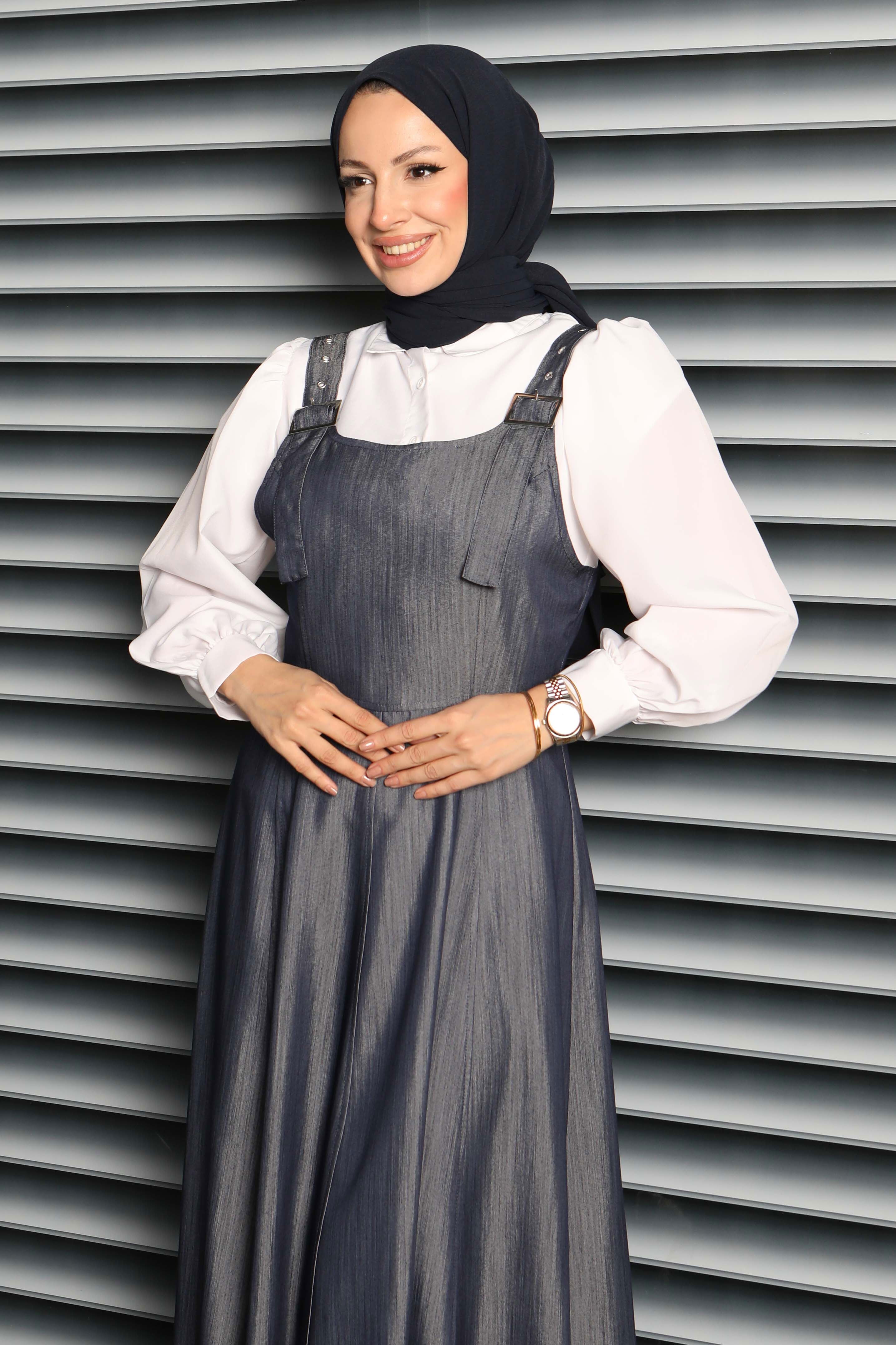 Askılı Gabardin Salopet - 27832-ACIK-LACIVERT - 4
