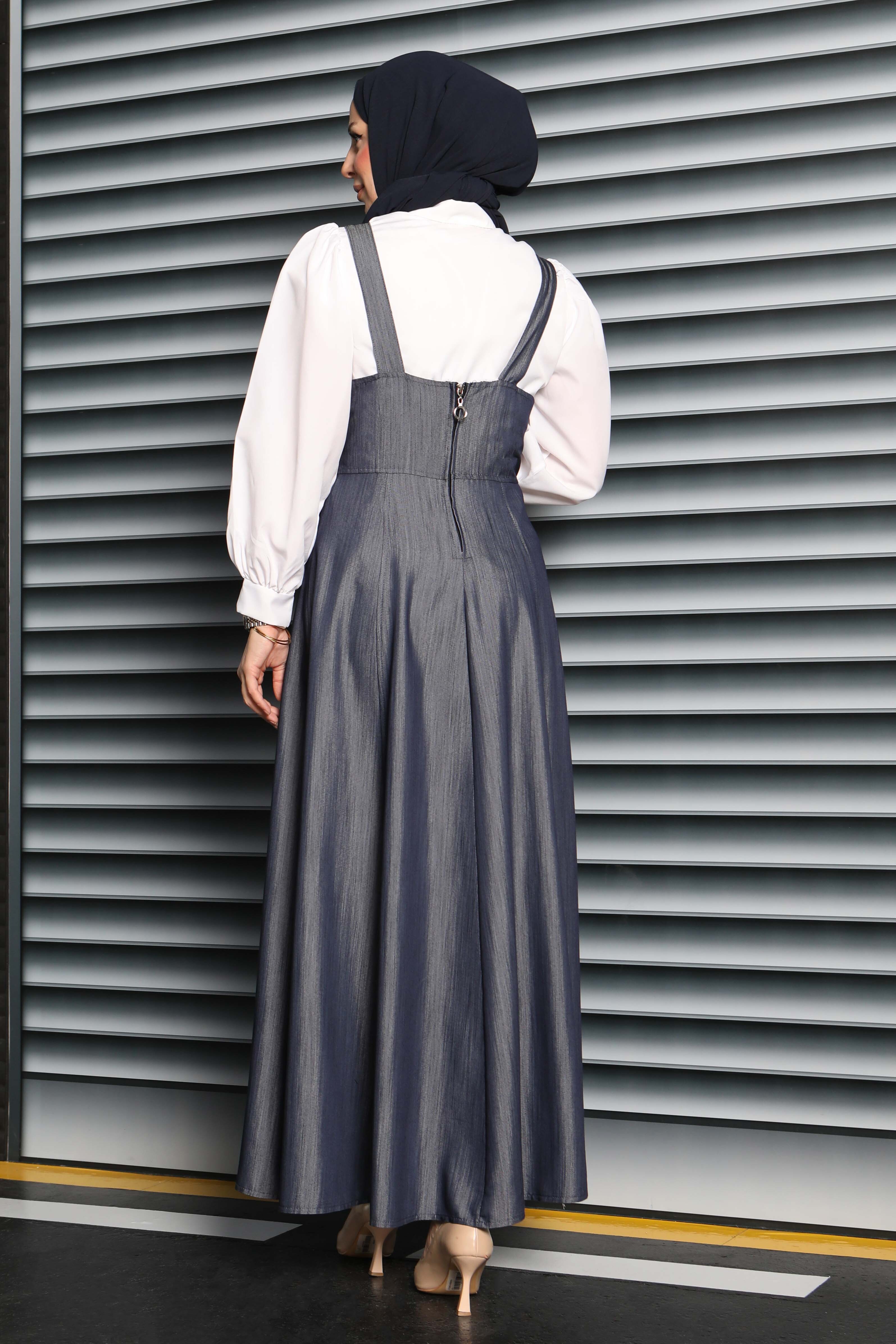 Askılı Gabardin Salopet - 27832-ACIK-LACIVERT - 5