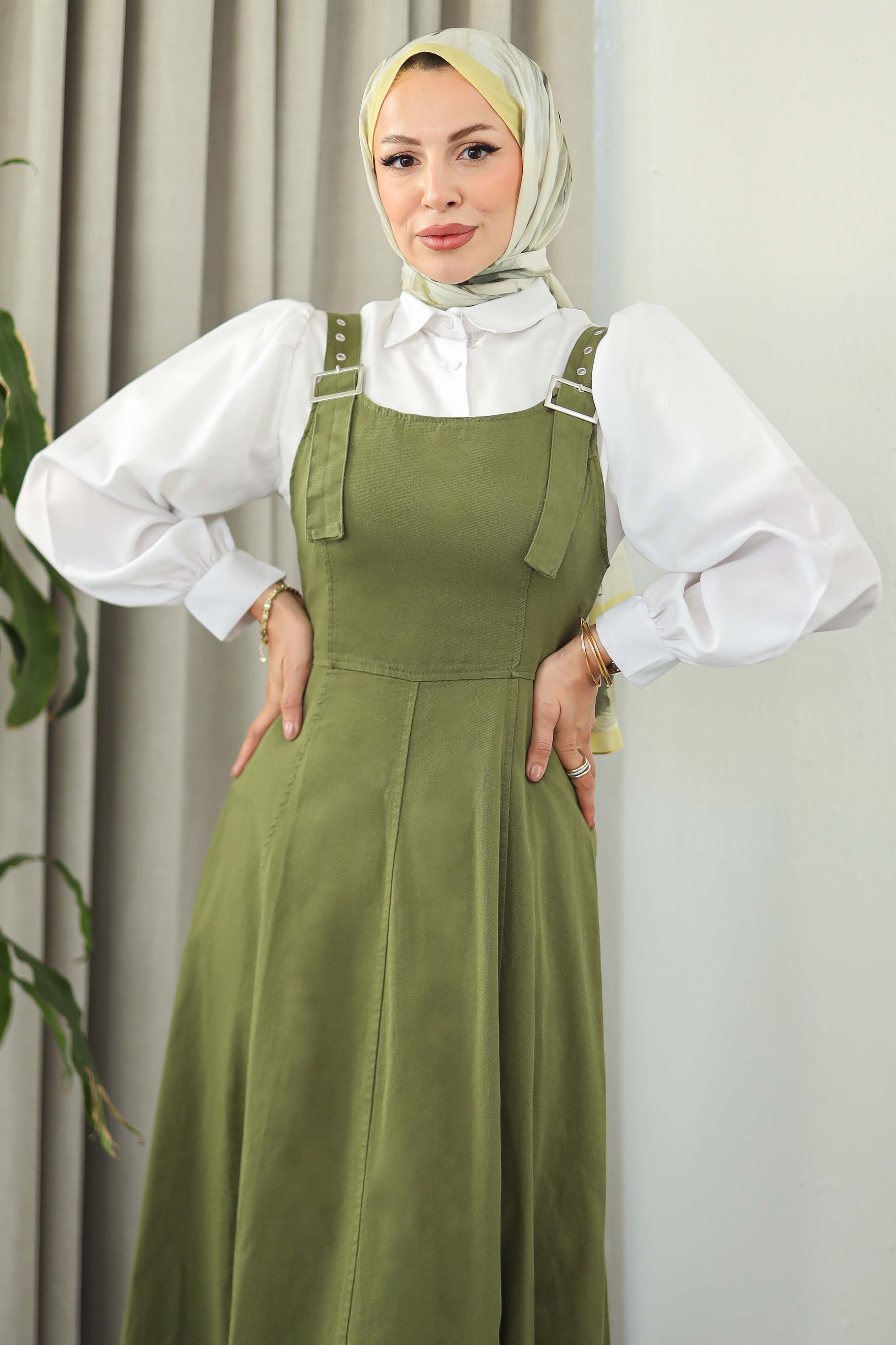 Askılı Gabardin Salopet - 27832-HAKI - 3