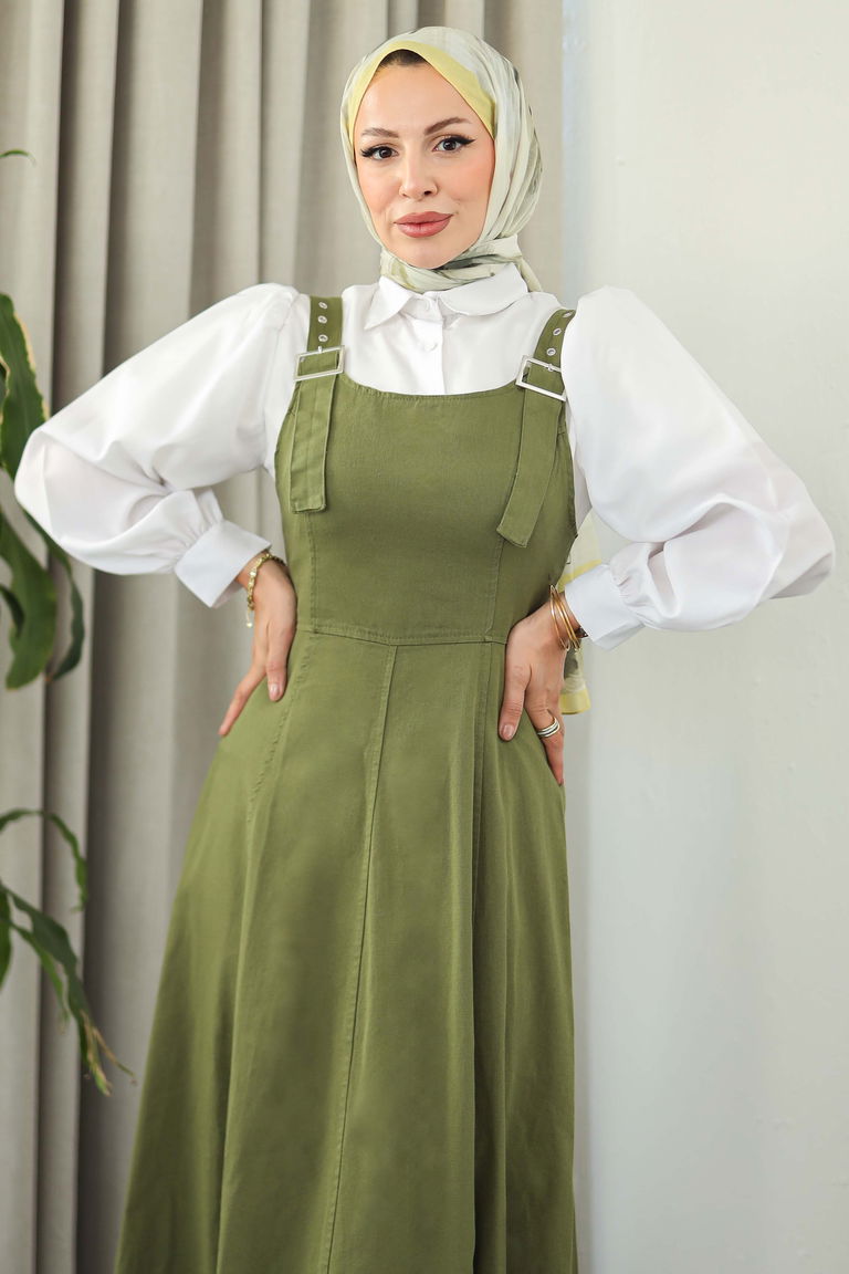 Askılı Gabardin Salopet - 27832-HAKI - TOFİSA