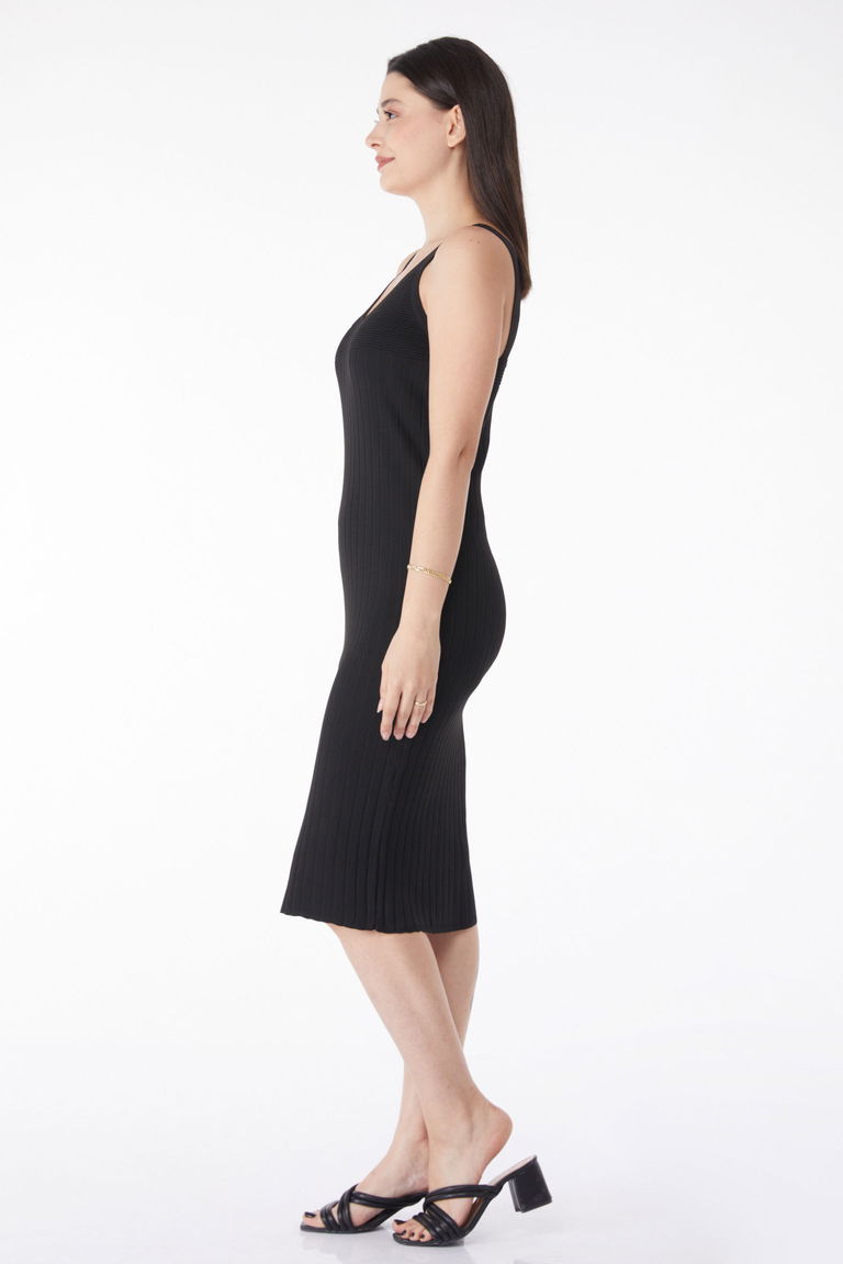 Askılı Midi Triko Elbise - 27650 - TOFİSA