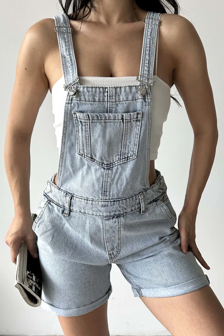 Askılı Salopet Şort - 27296 - TOFİSA